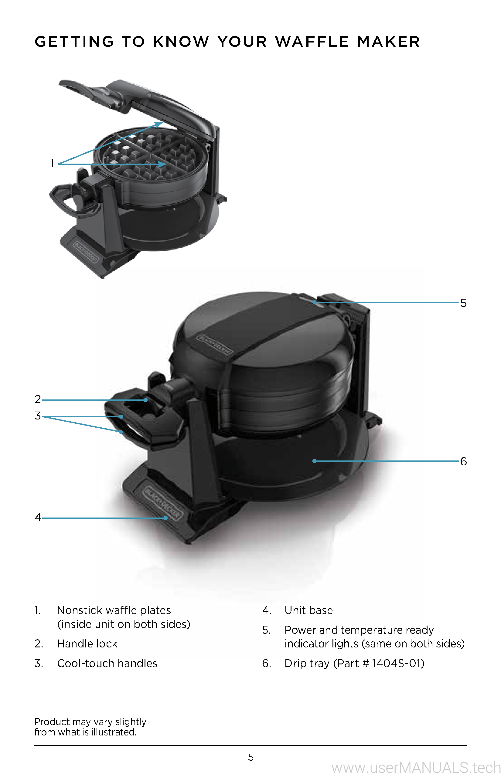 Black and Decker Double Flip Waffle Maker WMD200B User Manual