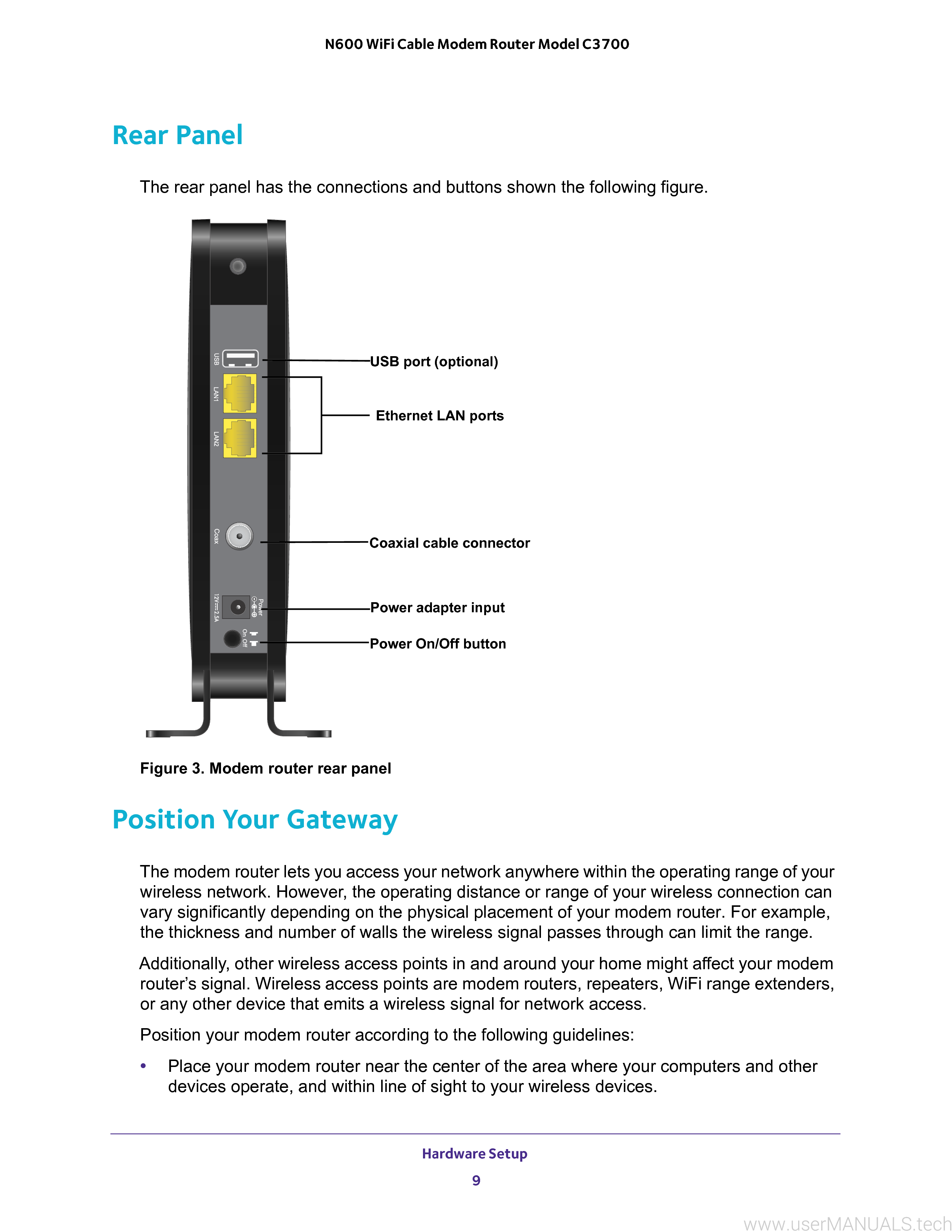 Netgear C3700 N600 Wifi Cable Modem Router User Manual