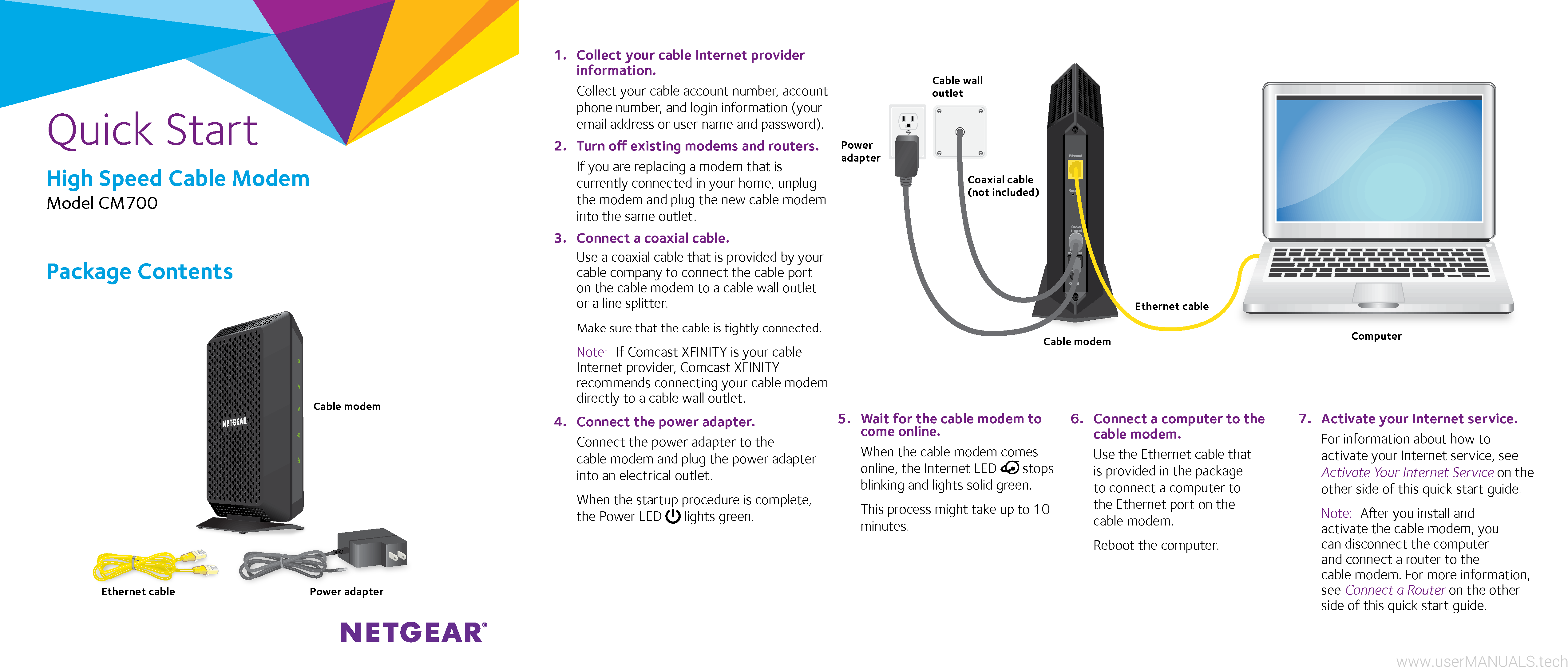 Netgear Cm700 High Speed Cable Modem Docsis 3 0 Installation Guide