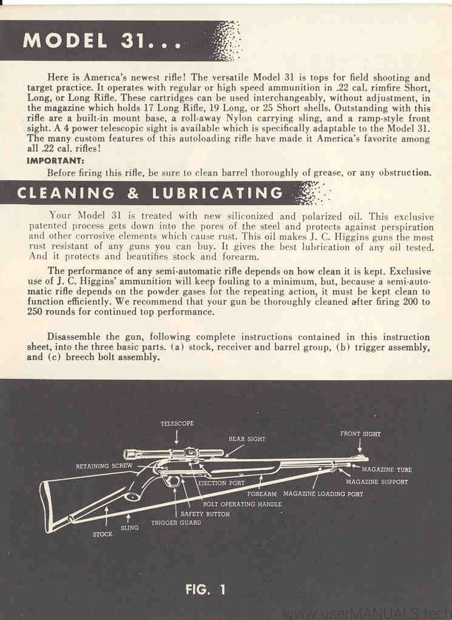 J.C. Higgins Model 31 Instructions