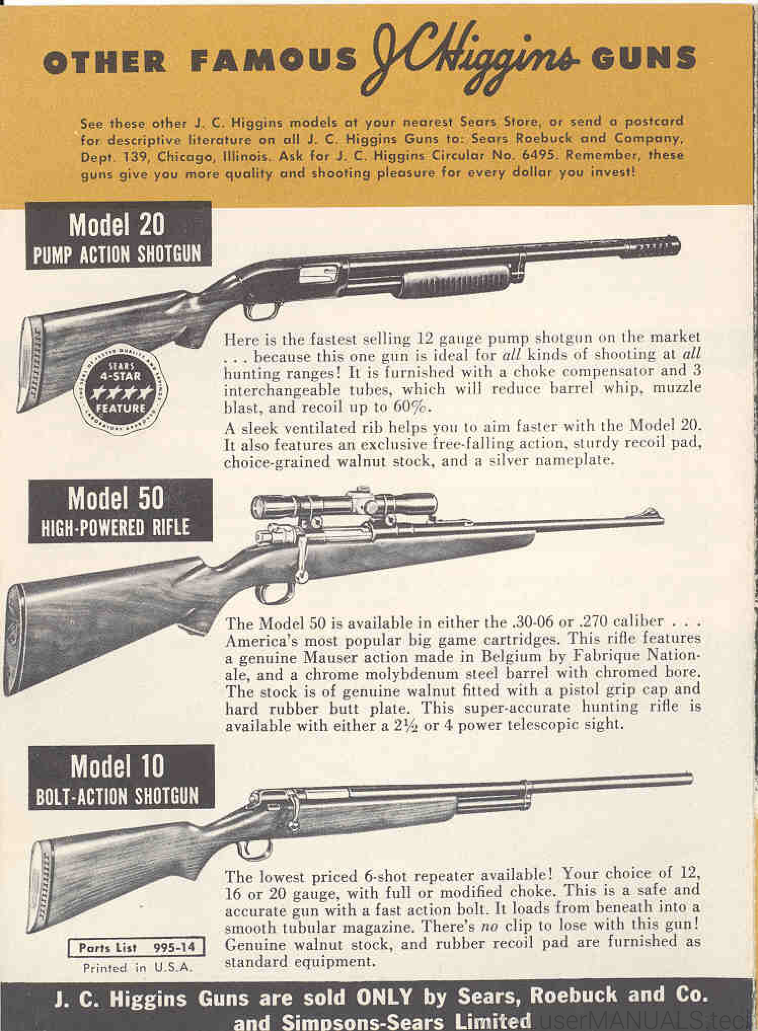 J.C. Higgins Model 31 Instructions