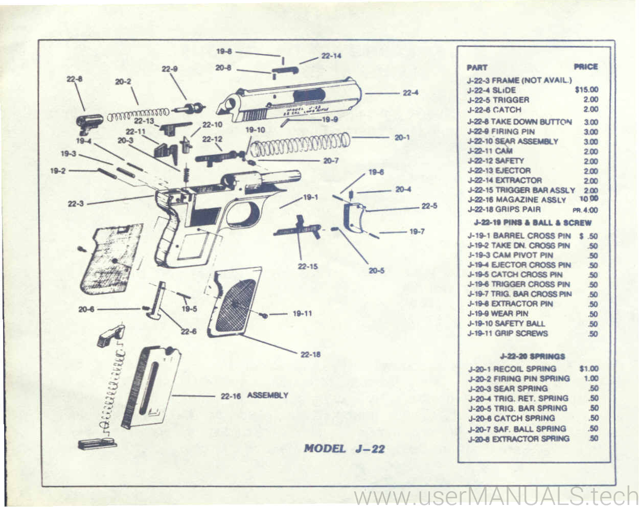 Jennings Firearms Jennings Model J-22 Instructions