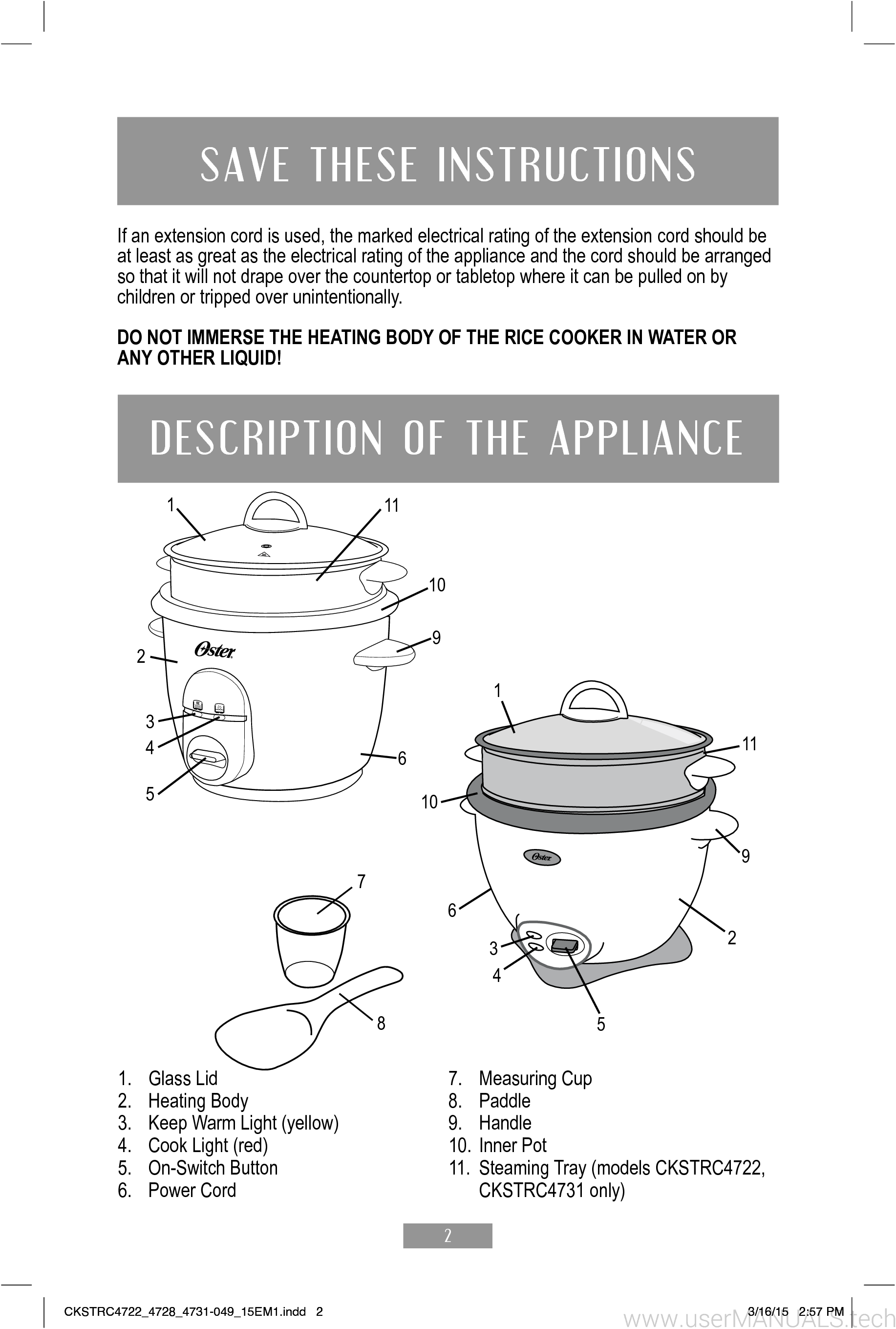 Rice Cooker User Manual
