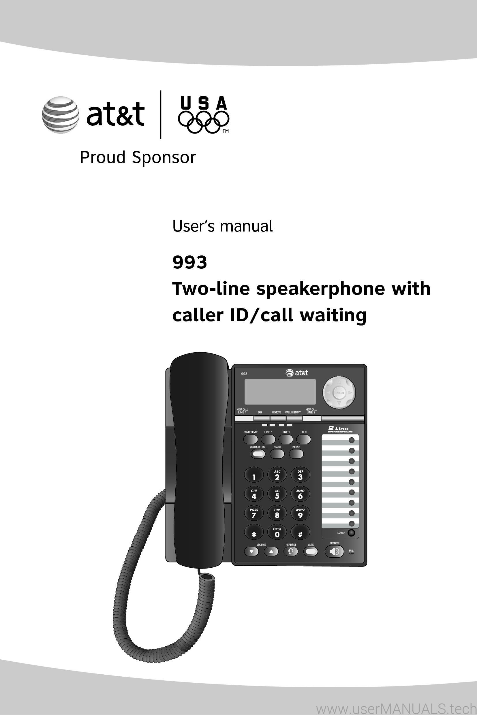 ATT 993 Corded 2line Speakerphone Instruction Manual