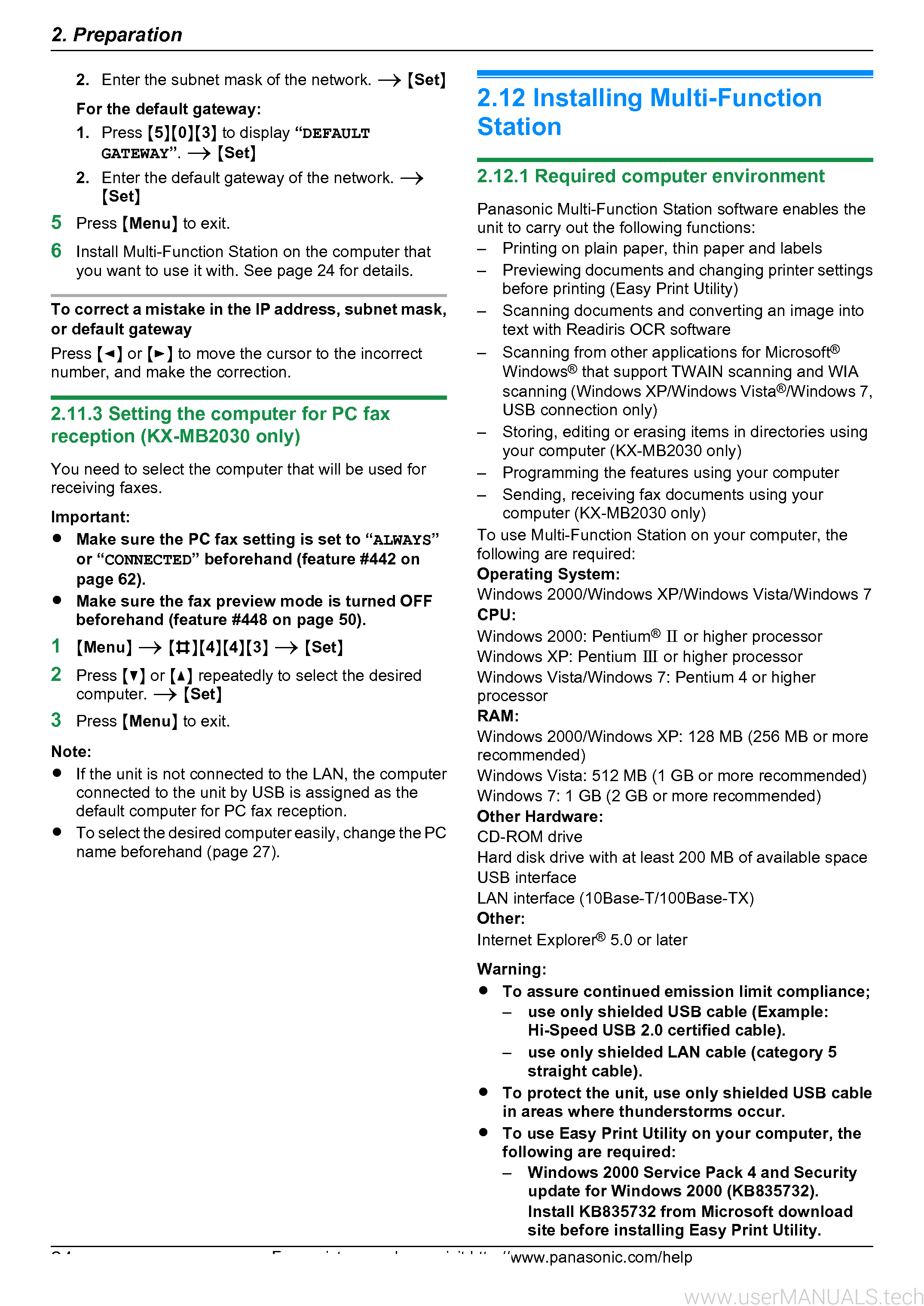 Panasonic KX MB2030 User Manual, Page: 3