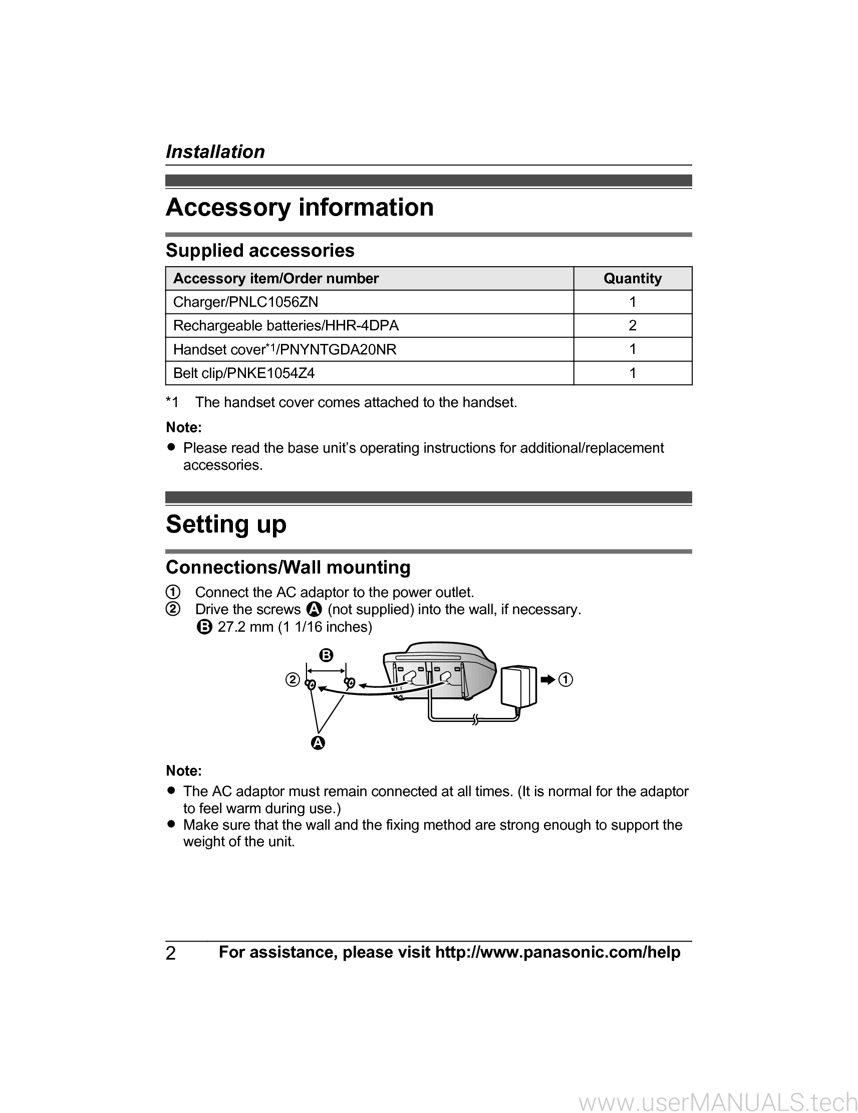 Panasonic Additional Digital Cordless Handset Kxtgda20 Installation Manual