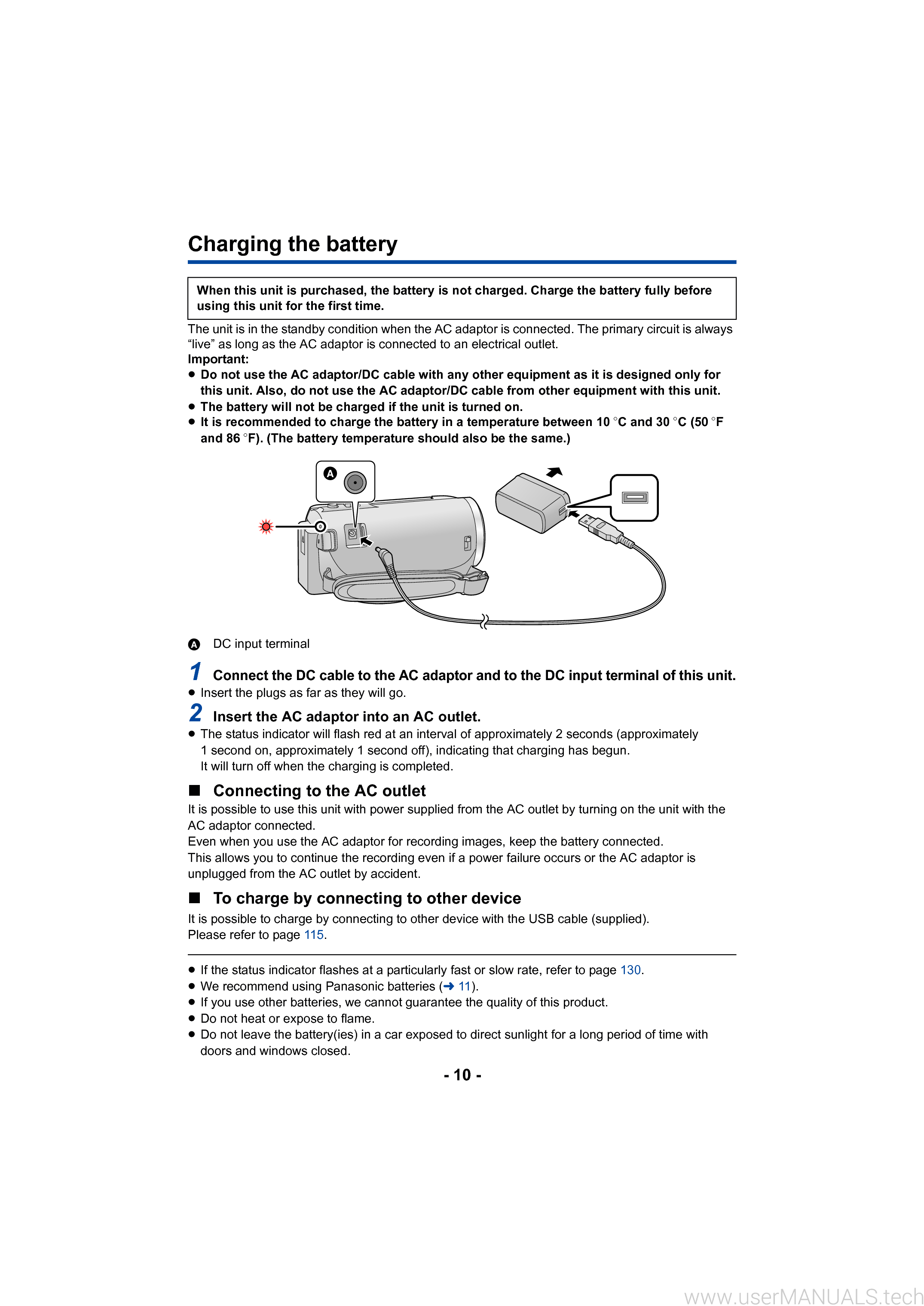 Panasonic Hc V180 Owners Manual