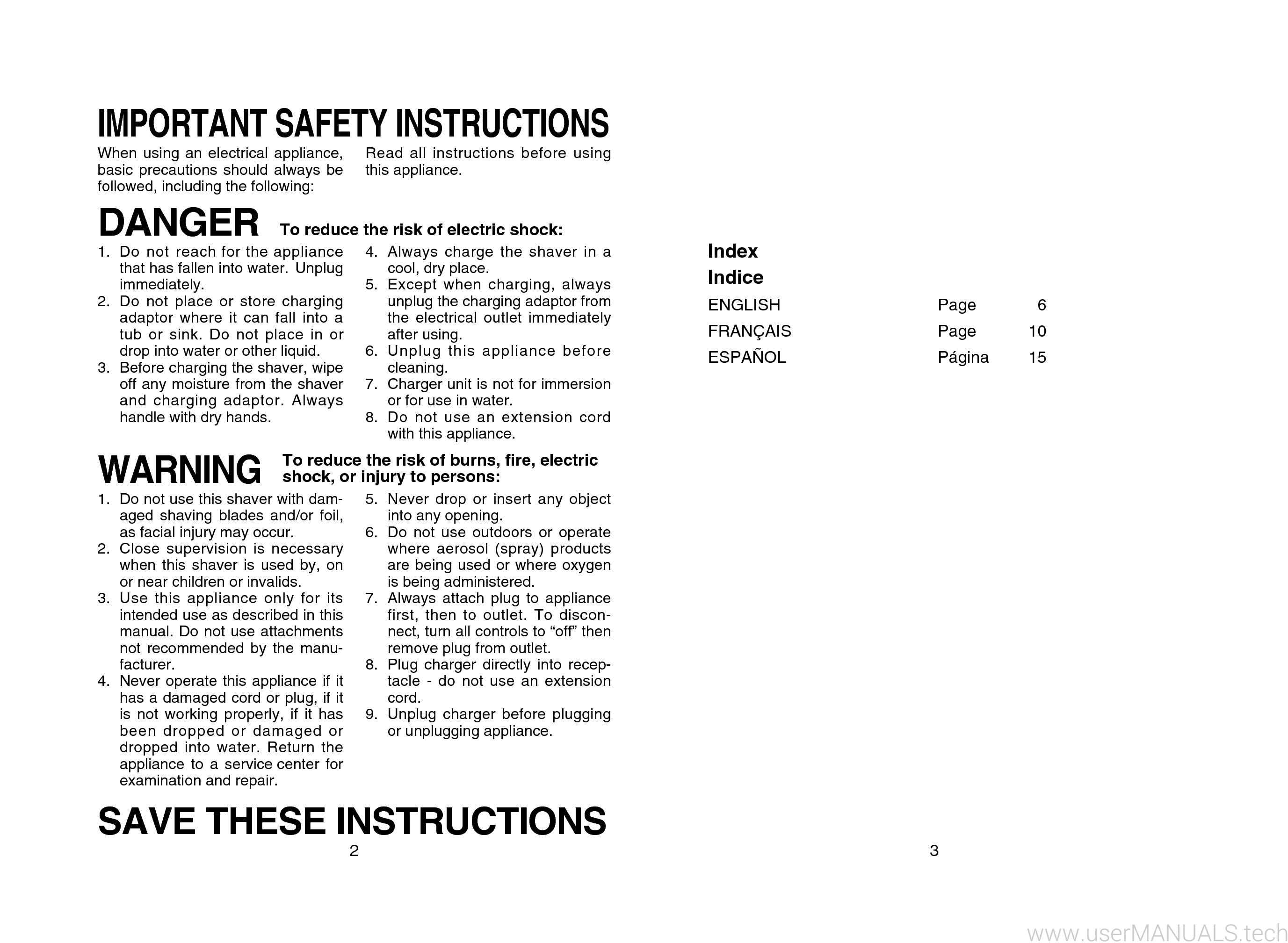 Panasonic Shaver Wet Dry Es 4025 Operating Instructions