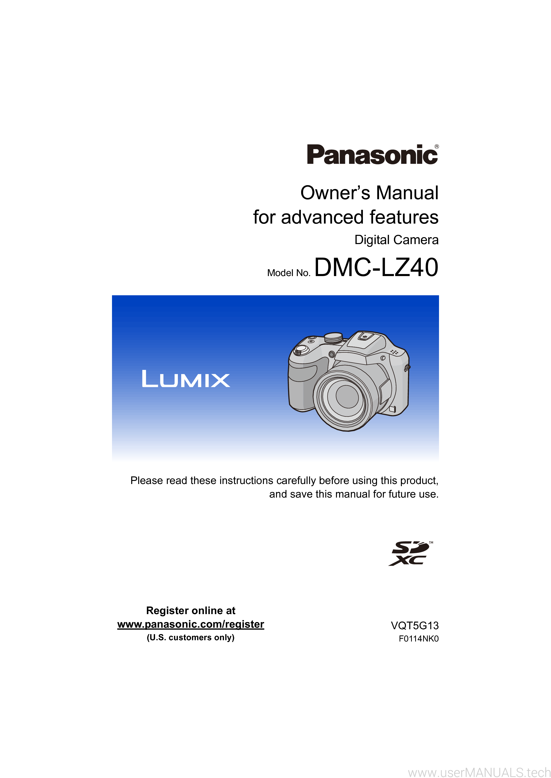 Panasonic Digital Camera Dmc Lz40 Owners Manual For Advanced Feaures