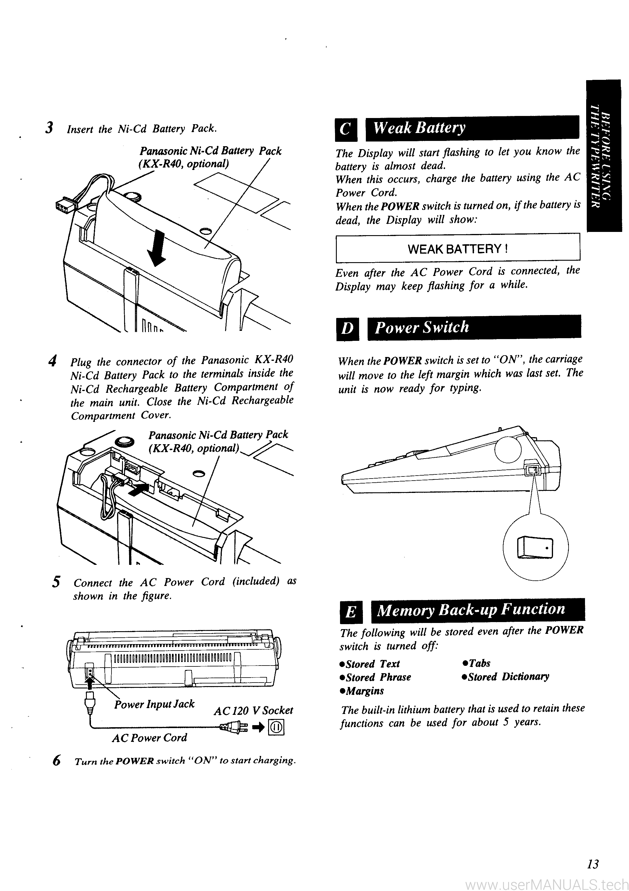 manual de panasonic electronic typewriter r340