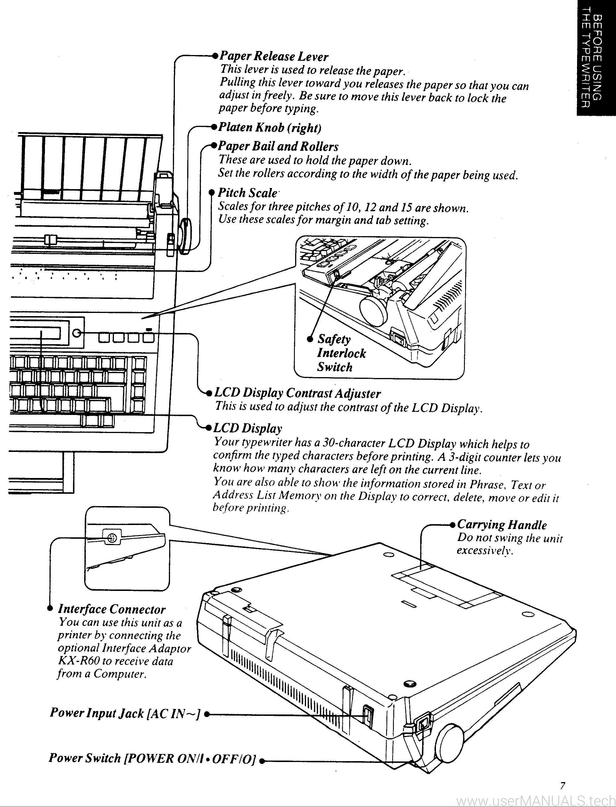 Panasonic Electronic Typewriter Kx R440 Operating Instructions