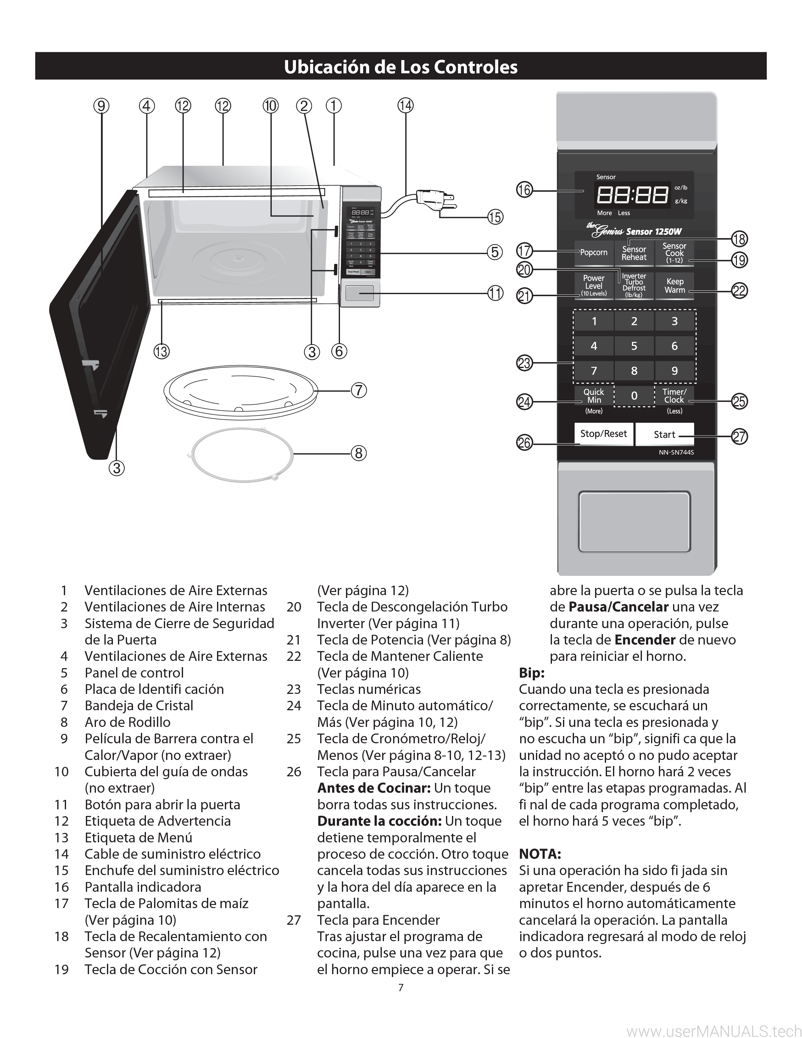 Panasonic Microwave Oven Nn Sn744s Owners Manual Spanish Version