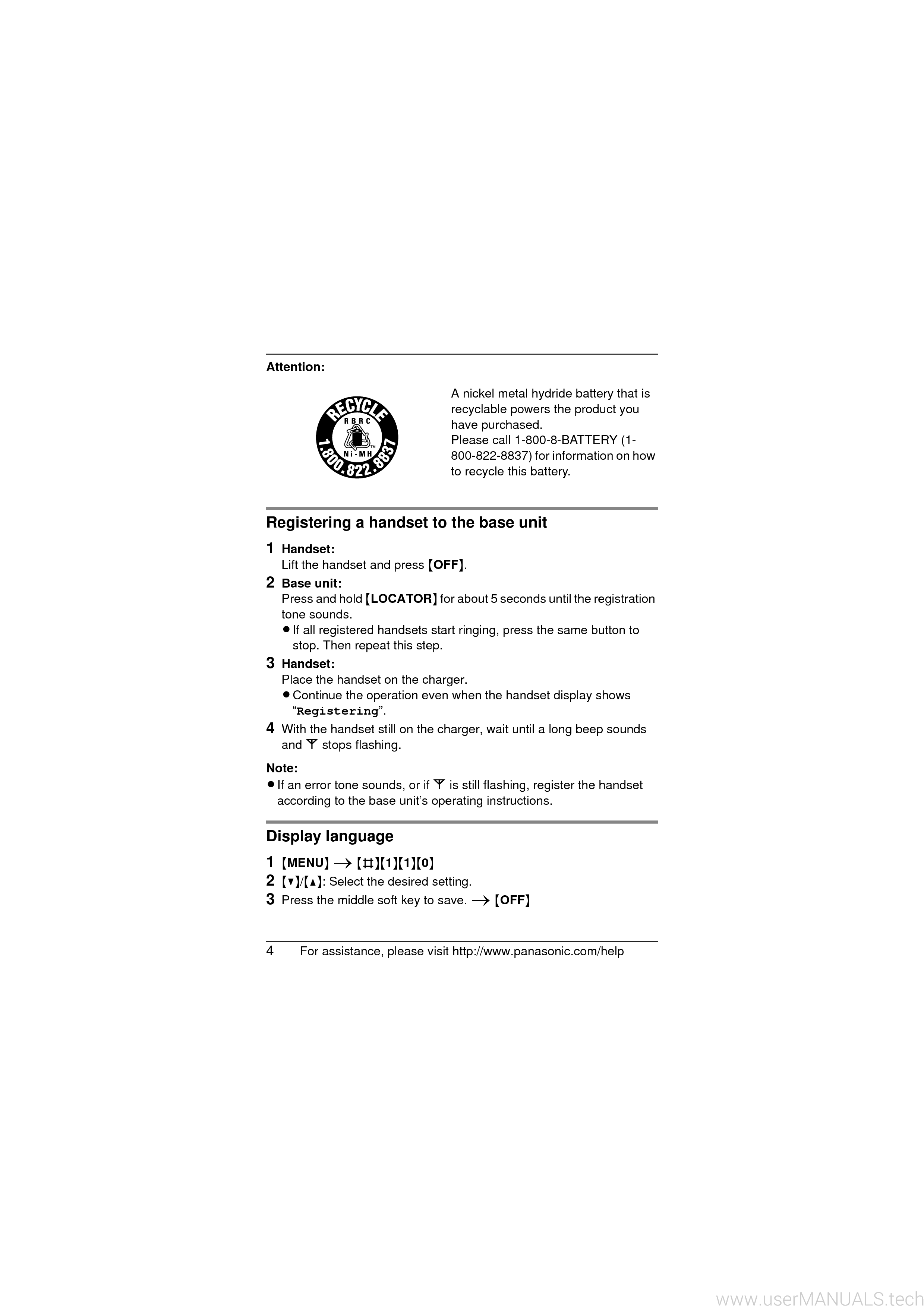 Panasonic Kx Tga939 Installation Manual