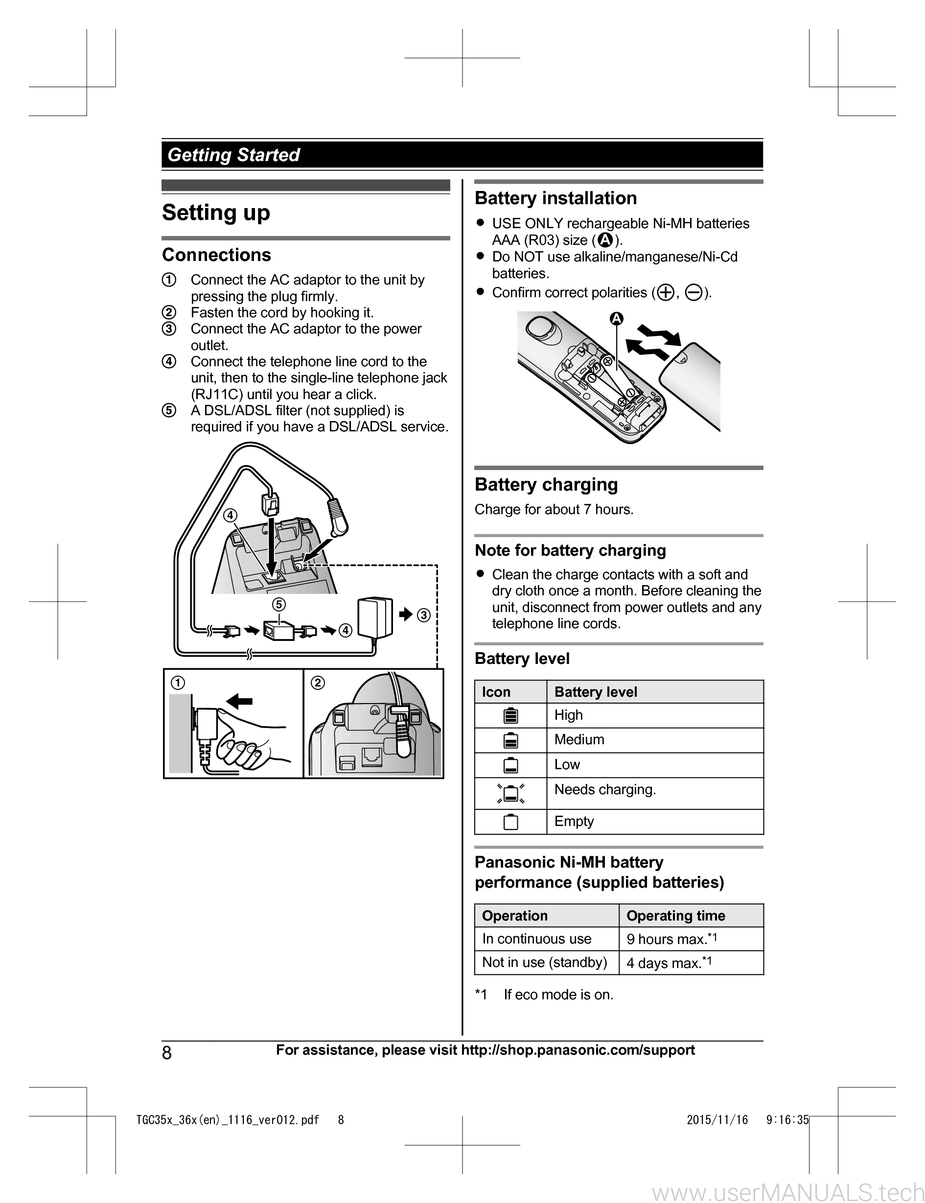 Panasonic Kx Tgc350 Operating Instructions Manual