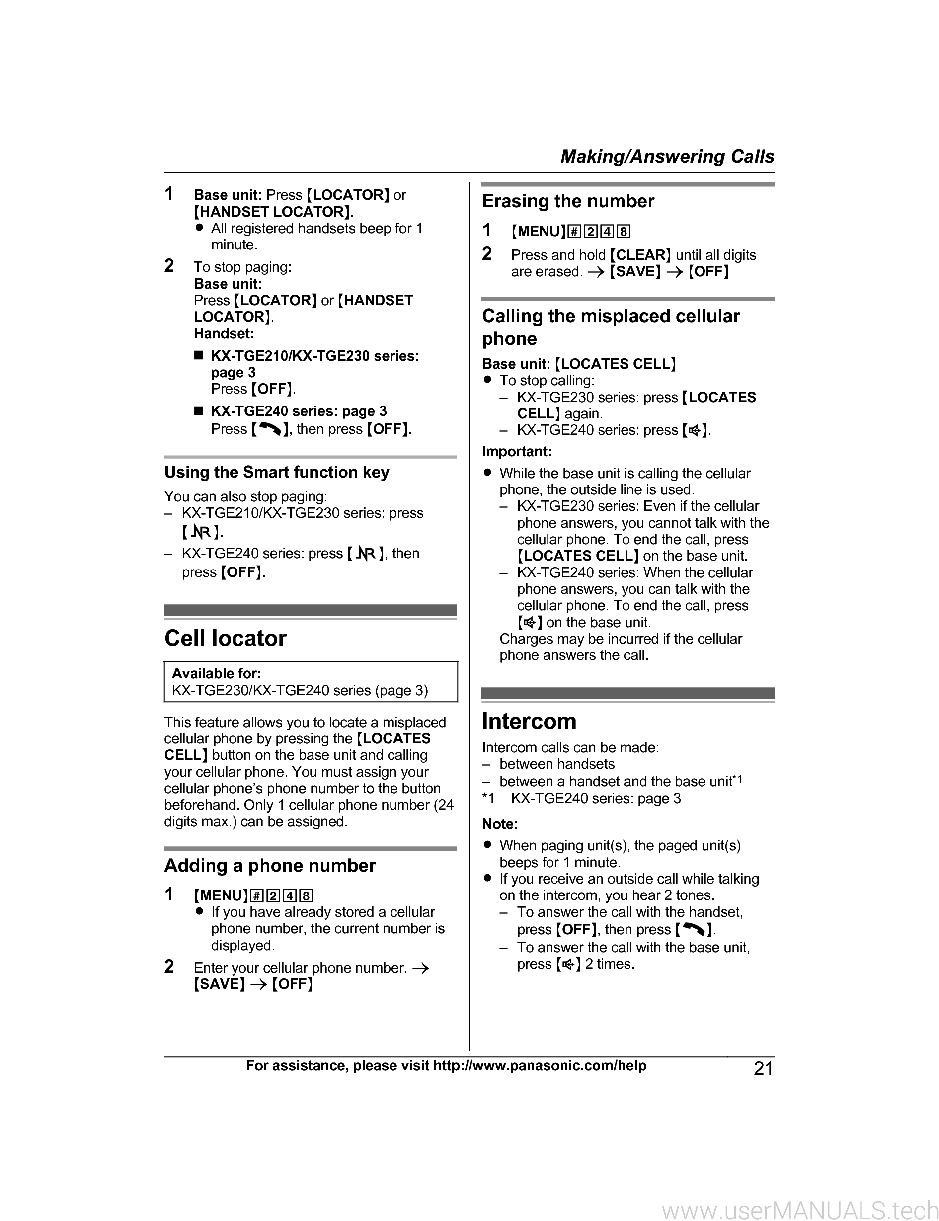 Panasonic Kx Tge210 Operating Instructions Manual, Page: 3