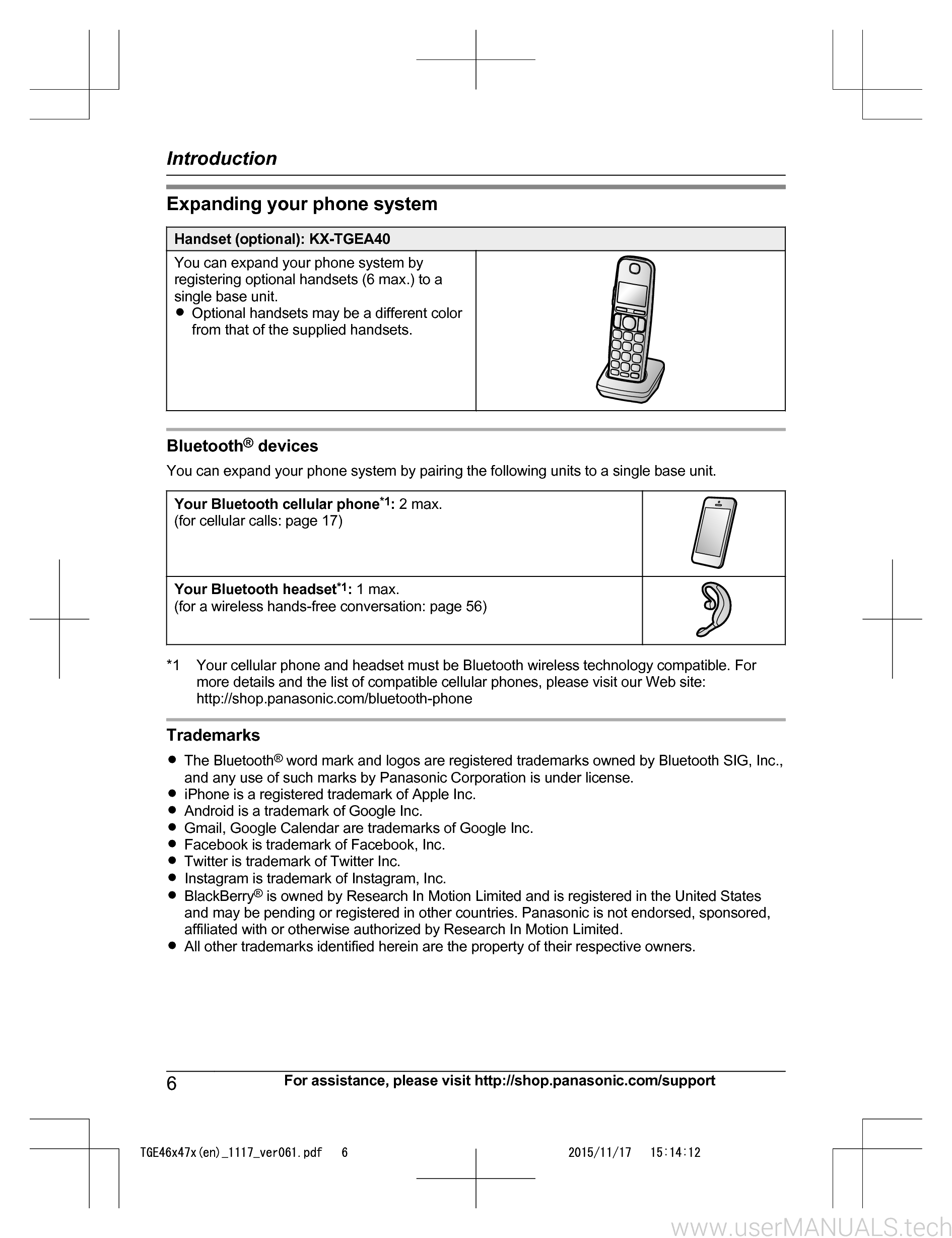 Panasonic Kx Tge463 Operating Instructions Manual