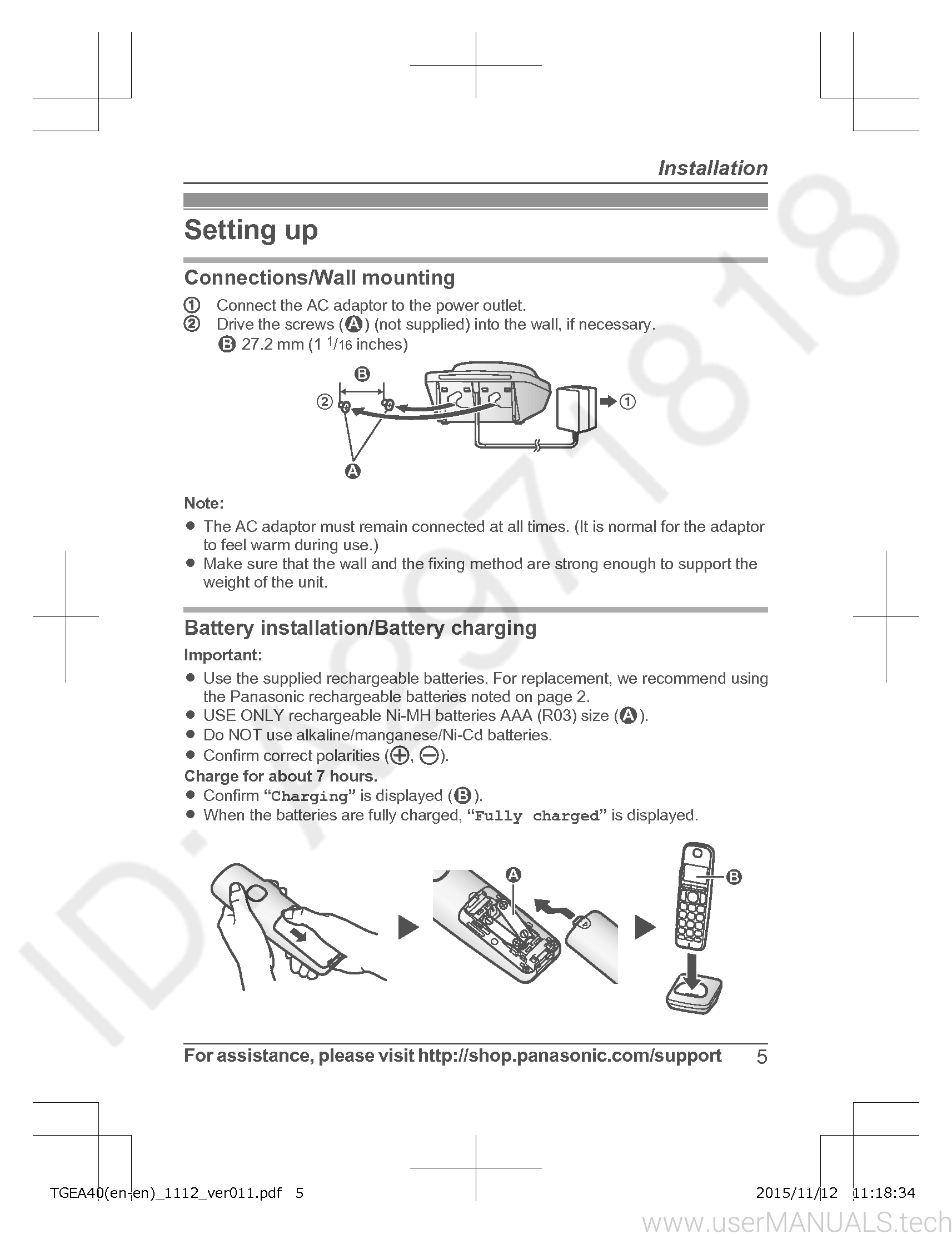 Panasonic Kx Tgea40 Installation Manual