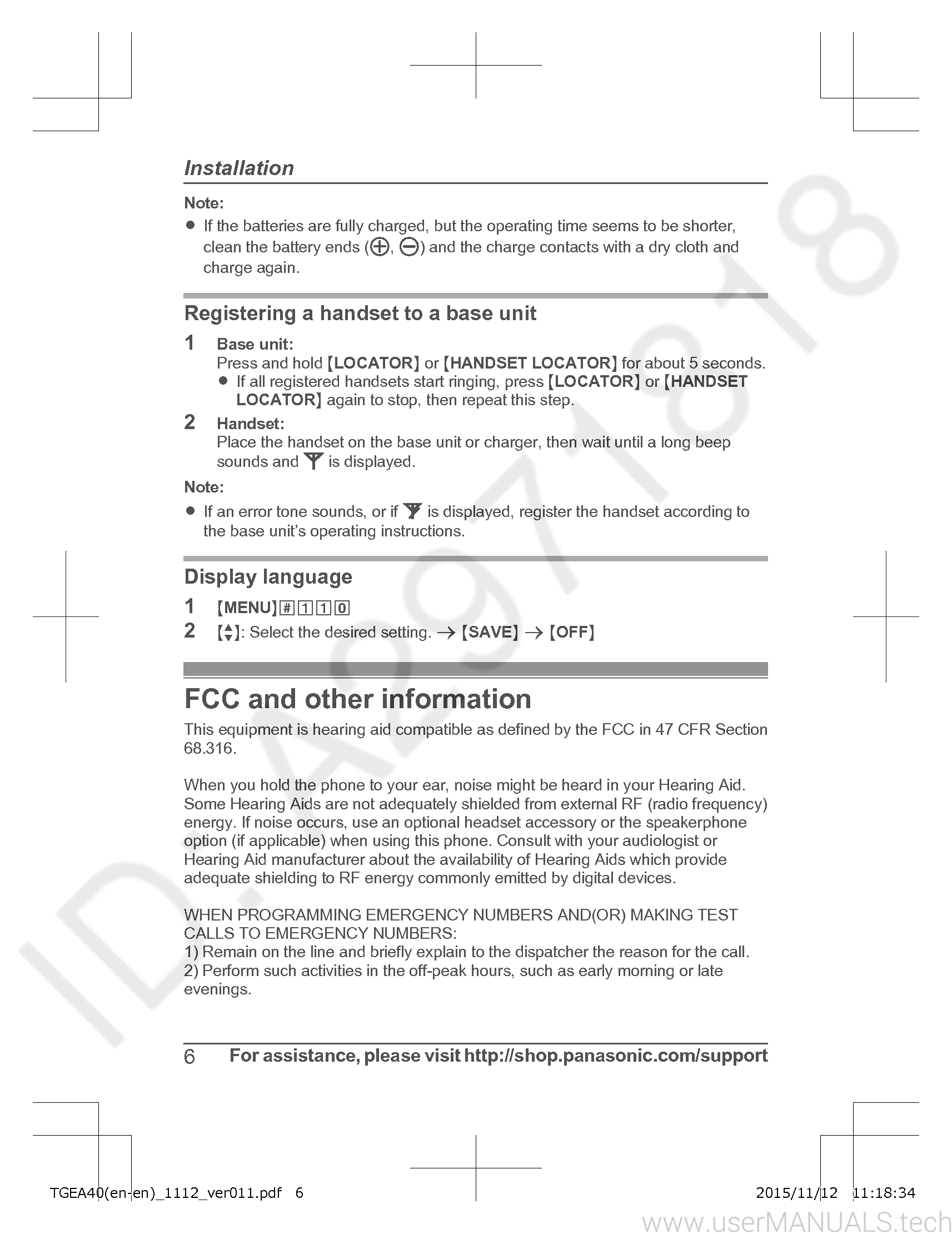 Panasonic Kx Tgea40 Installation Manual