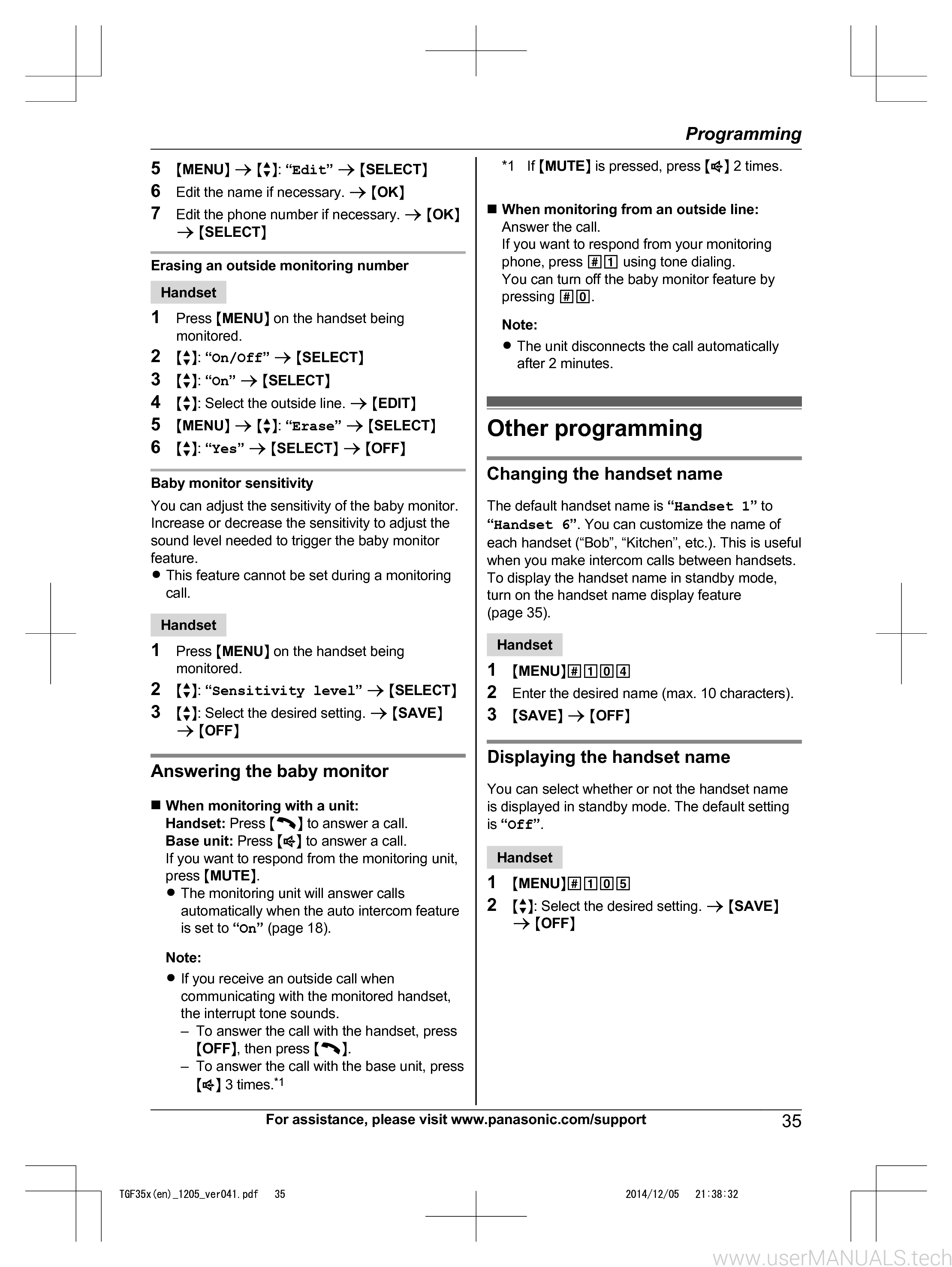 Panasonic Kx Tgf350 Operating Instructions Manual, Page: 4