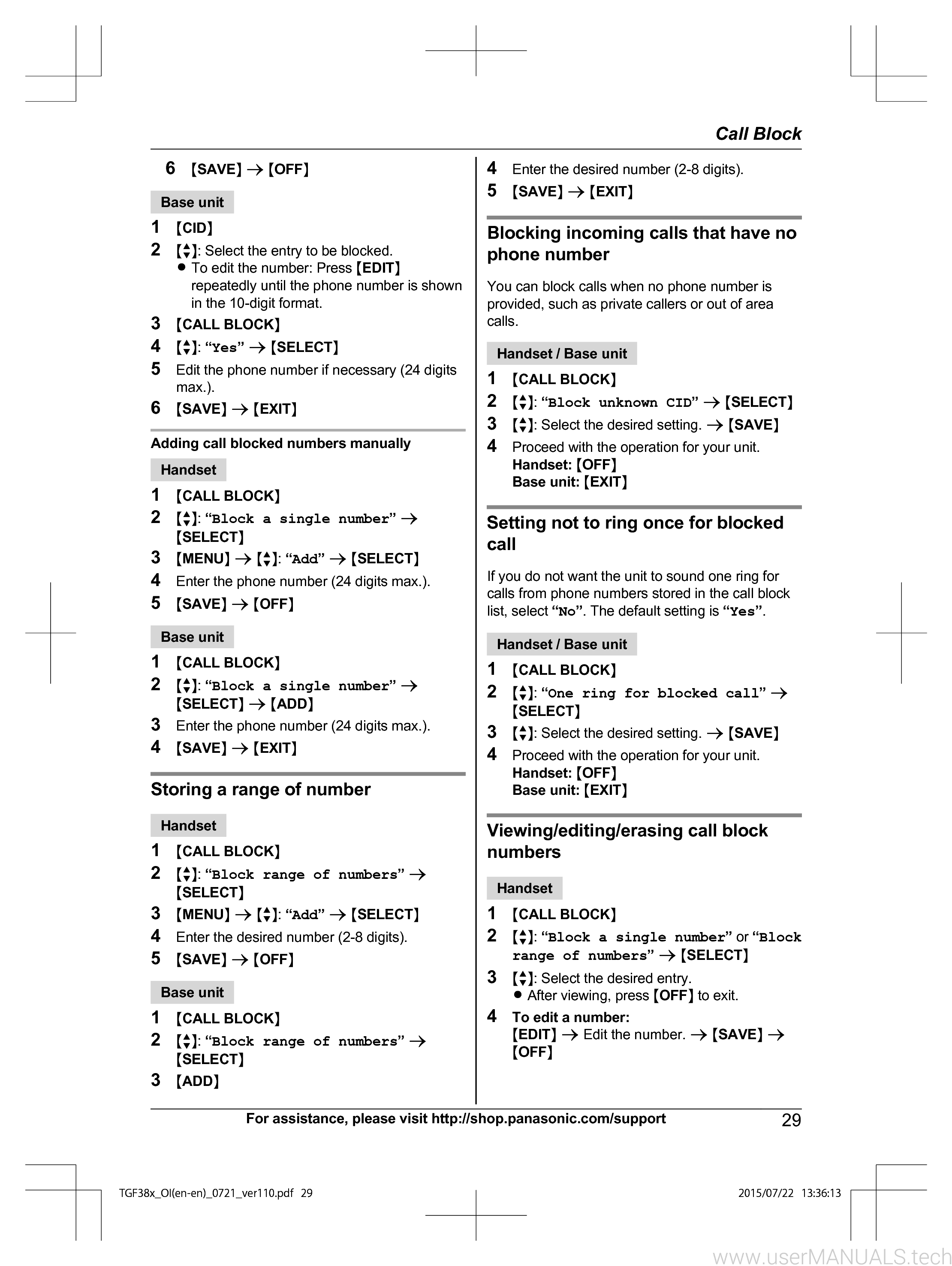 Panasonic Kx Tgf380 Operating Instructions Manual, Page: 3