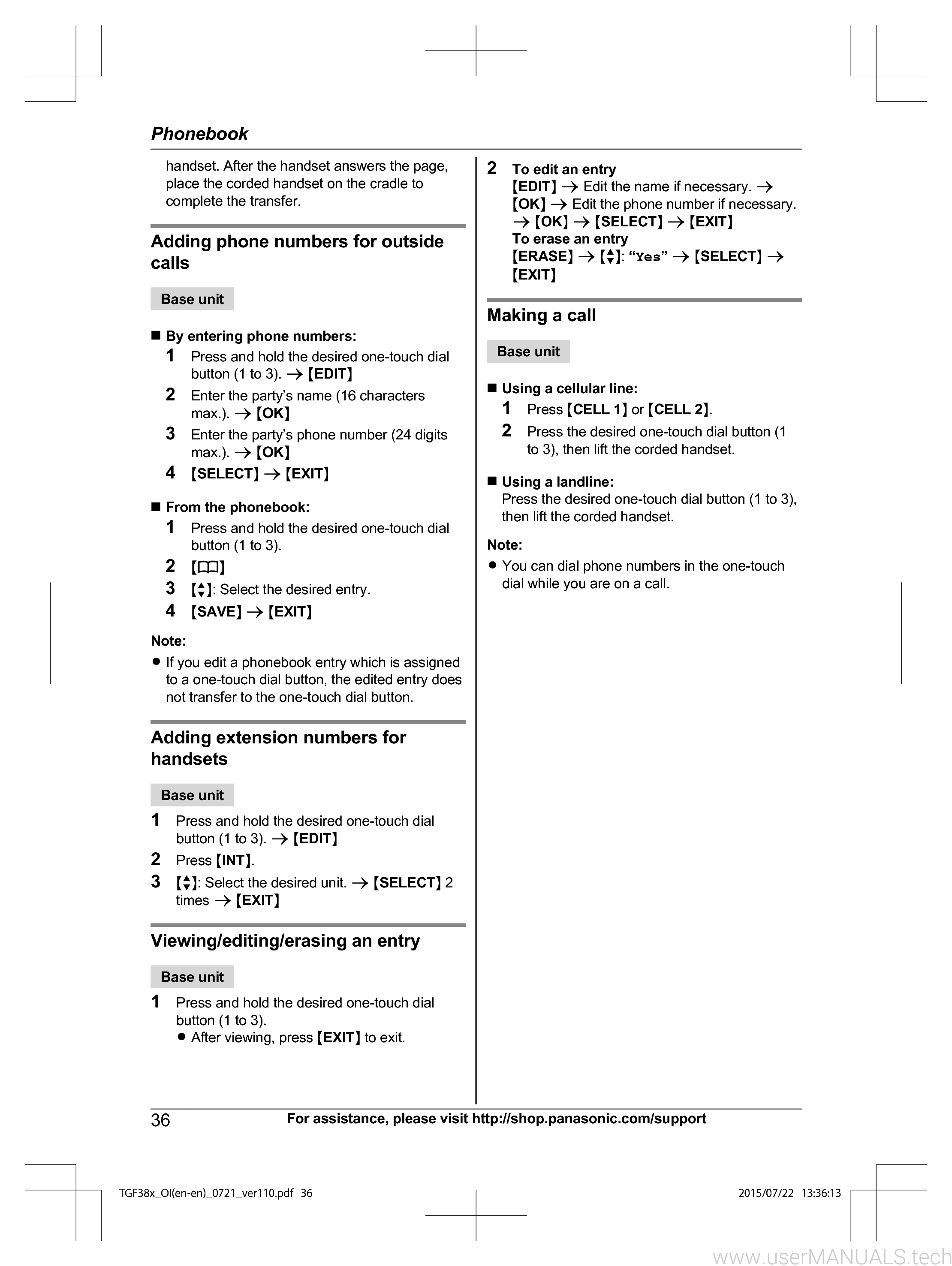 Panasonic Kx Tgf380 Operating Instructions Manual, Page: 4