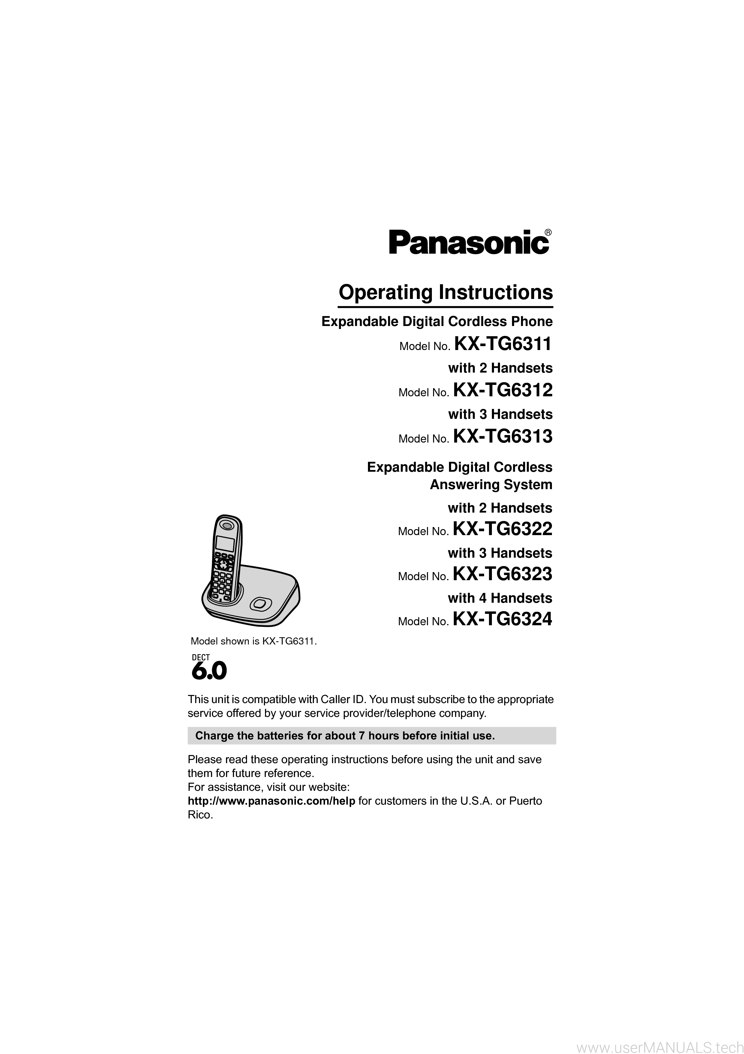 Panasonic Kx Tg6311 Operating Instructions Manual