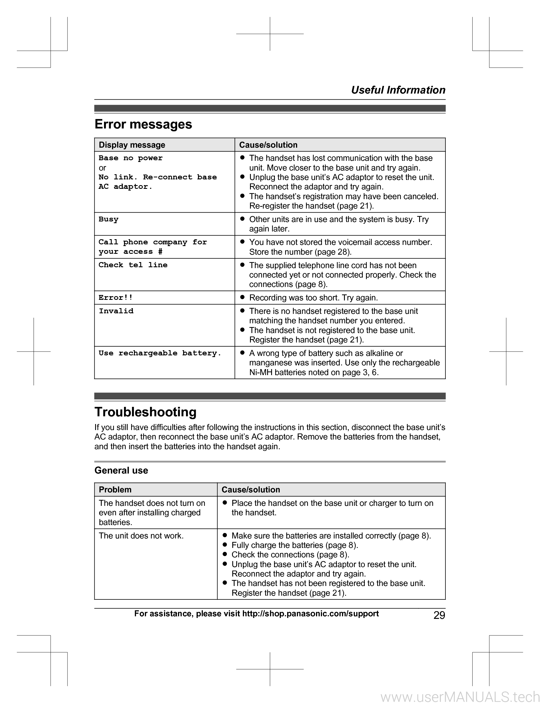 Panasonic Kx Tg633 Operating Instructions Manual, Page: 3