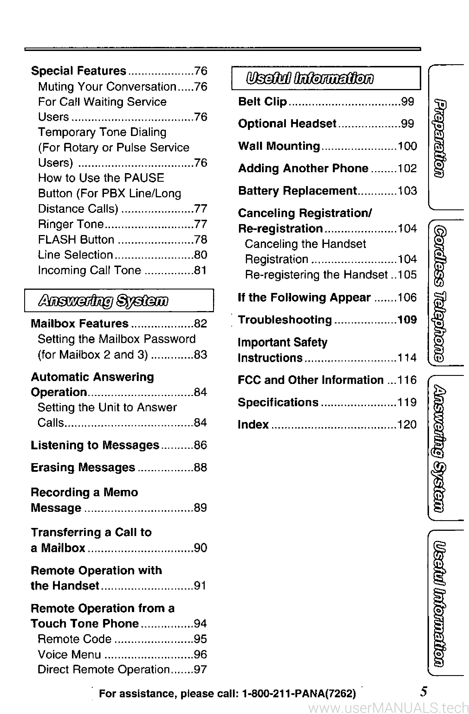 Panasonic Kx Tg2740s Operating Instructions Manual