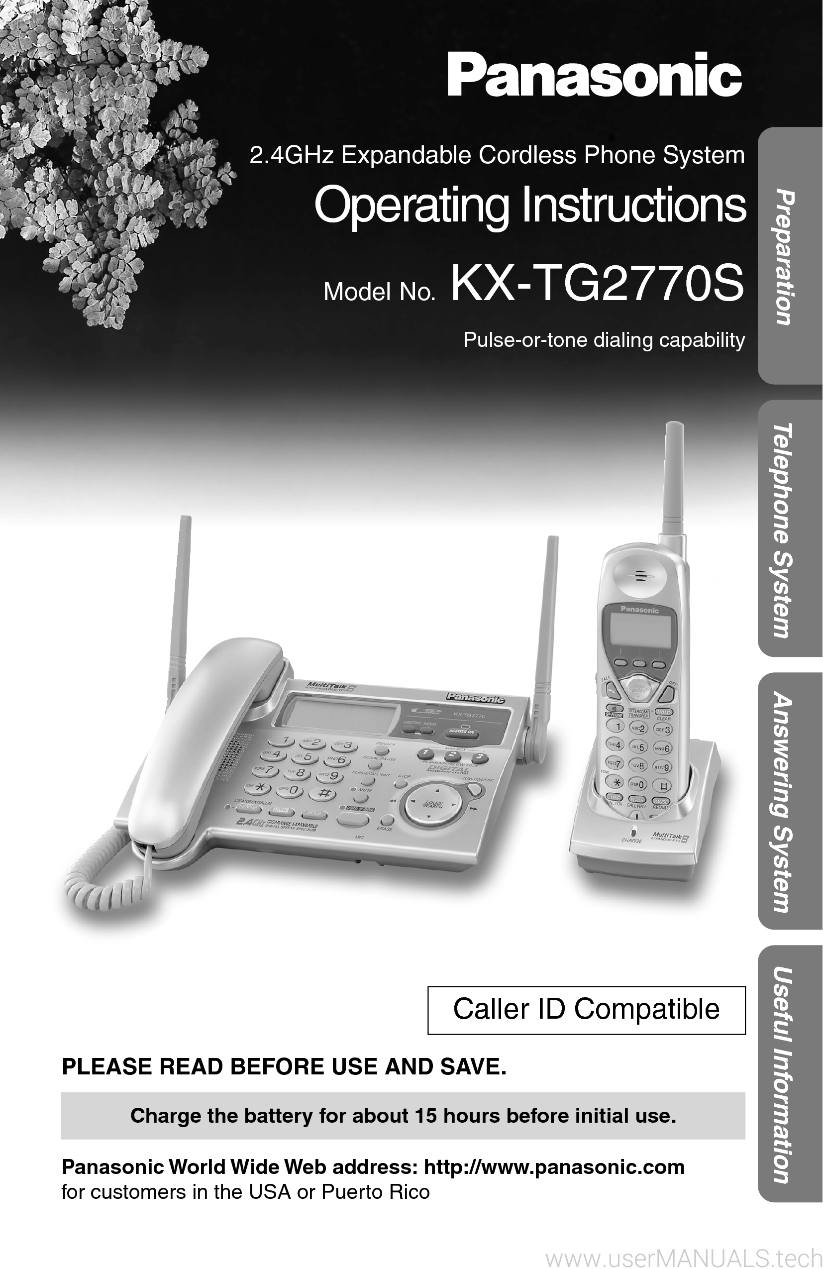 Panasonic Kx Tg2770 Operating Instructions Manual