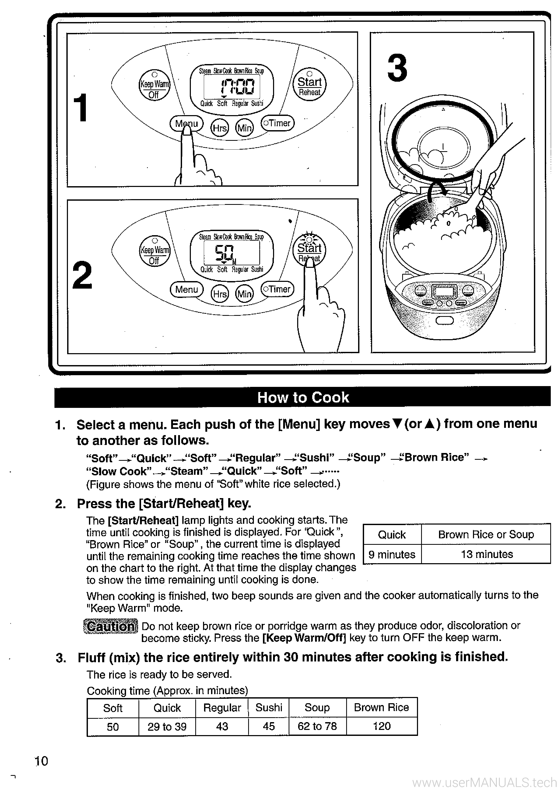 Panasonic Rice Cooker Warmer Sr Mm10ns Operating Instructions