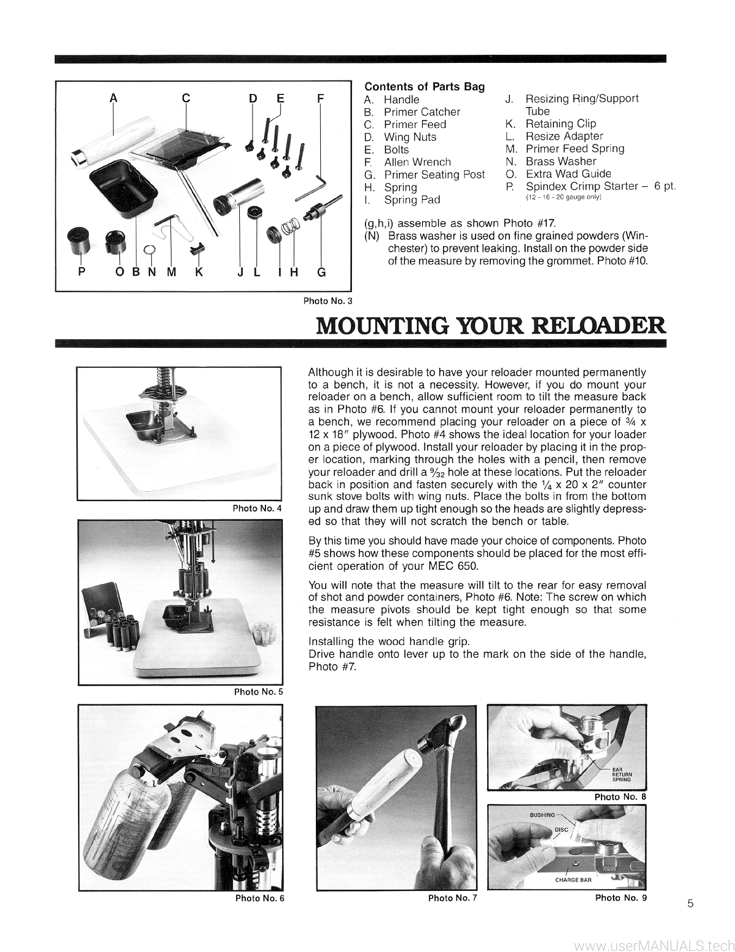 Mec Reloader 650 Instructions Manual