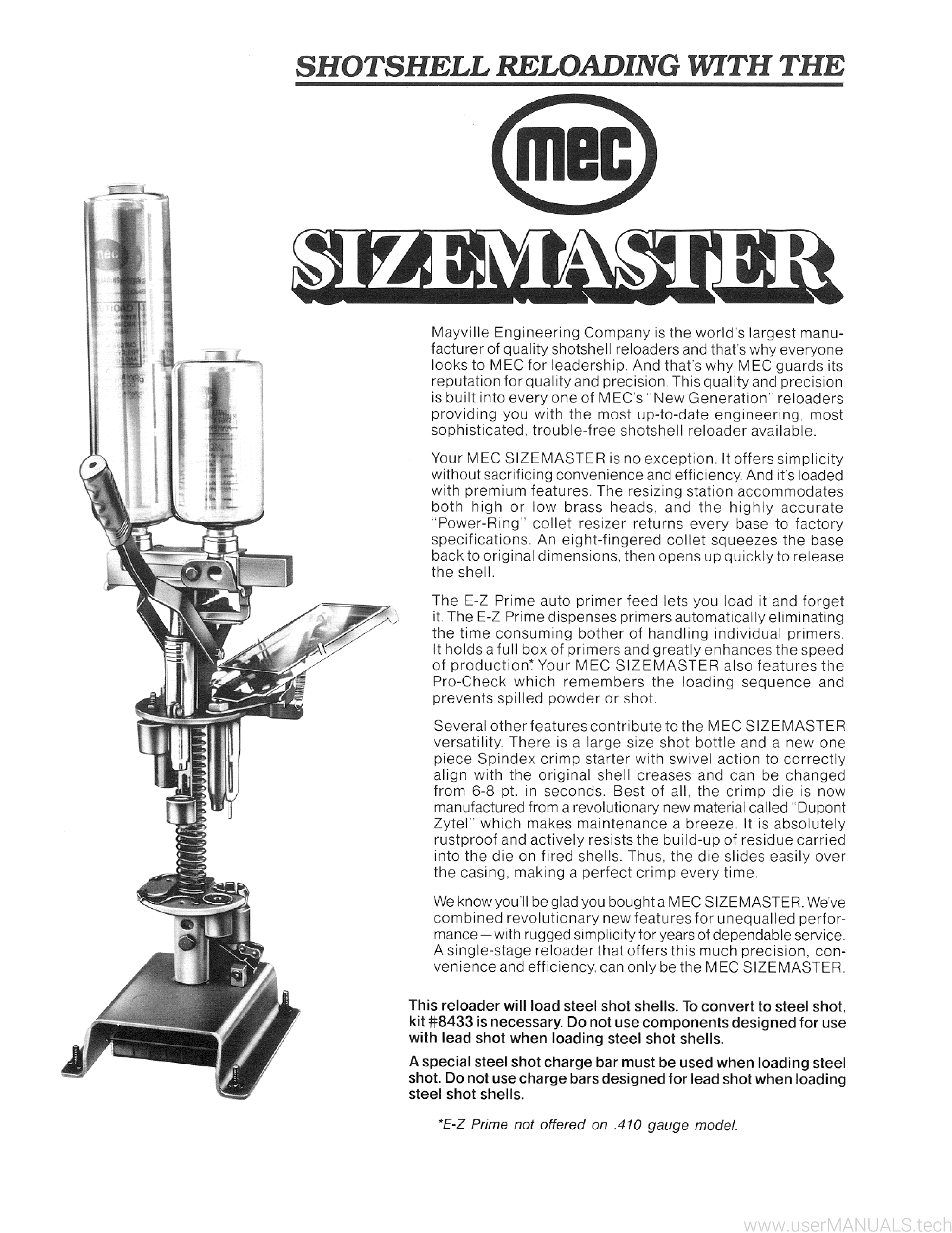 Mec Sizemaster Instructions Manual