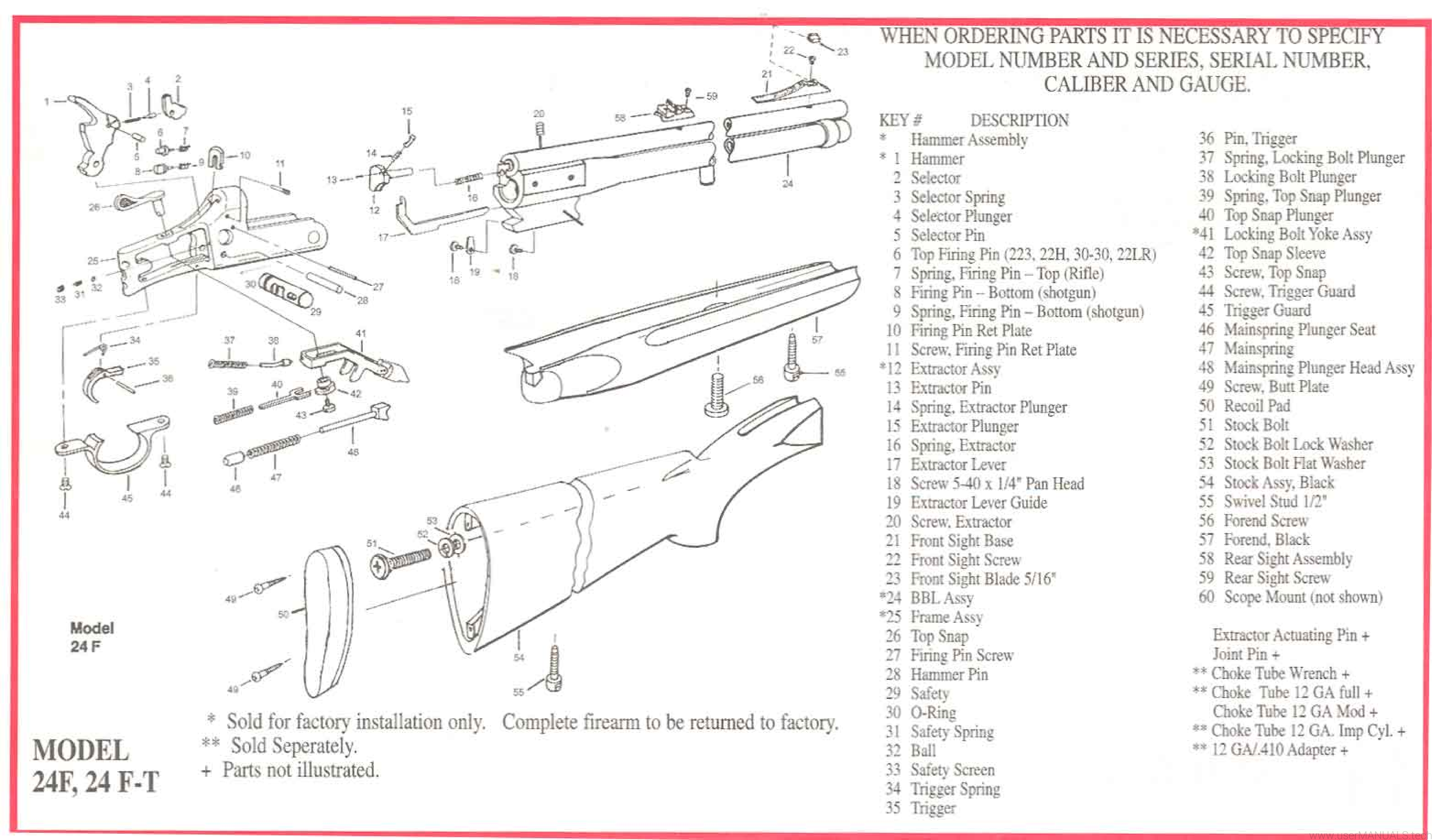 Savage Arms 24 Combination Rifle Instructions Manual