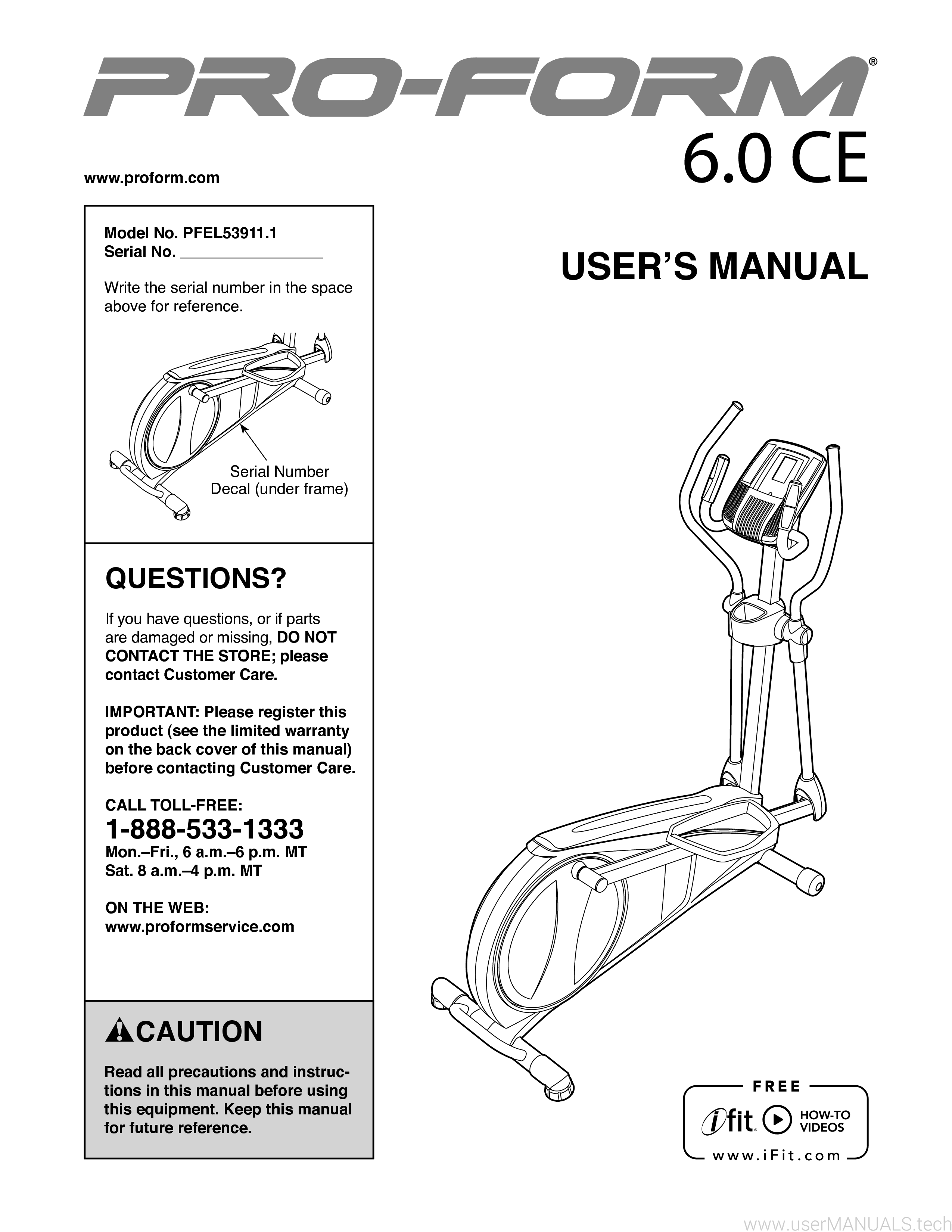 Proform Elliptical Instruction Manual