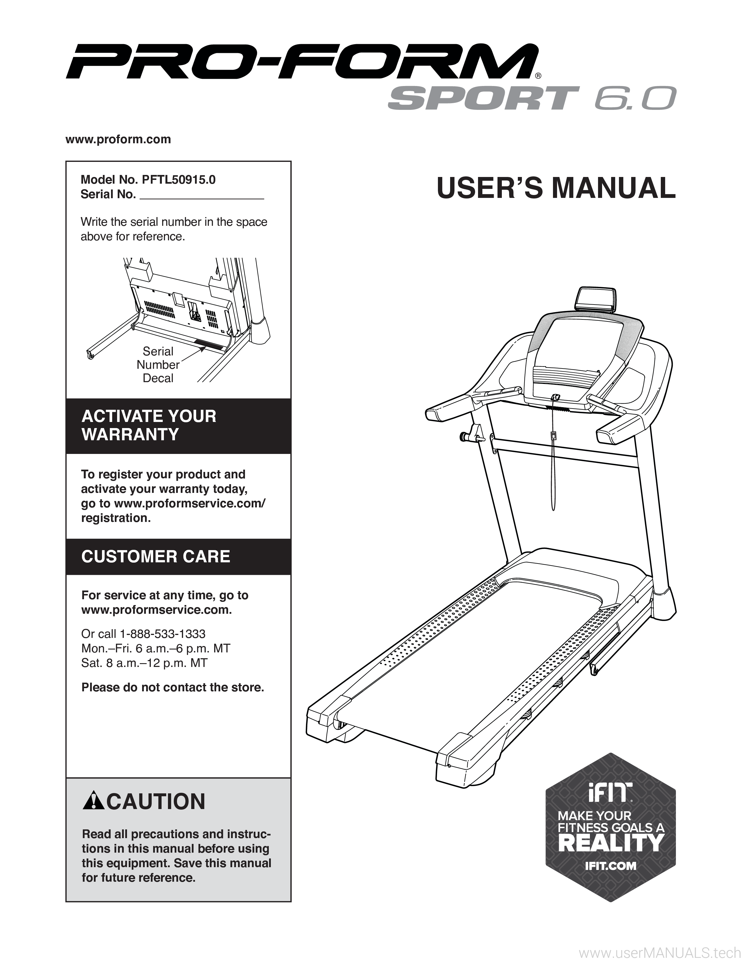 ProForm Sport 6.0 Manual