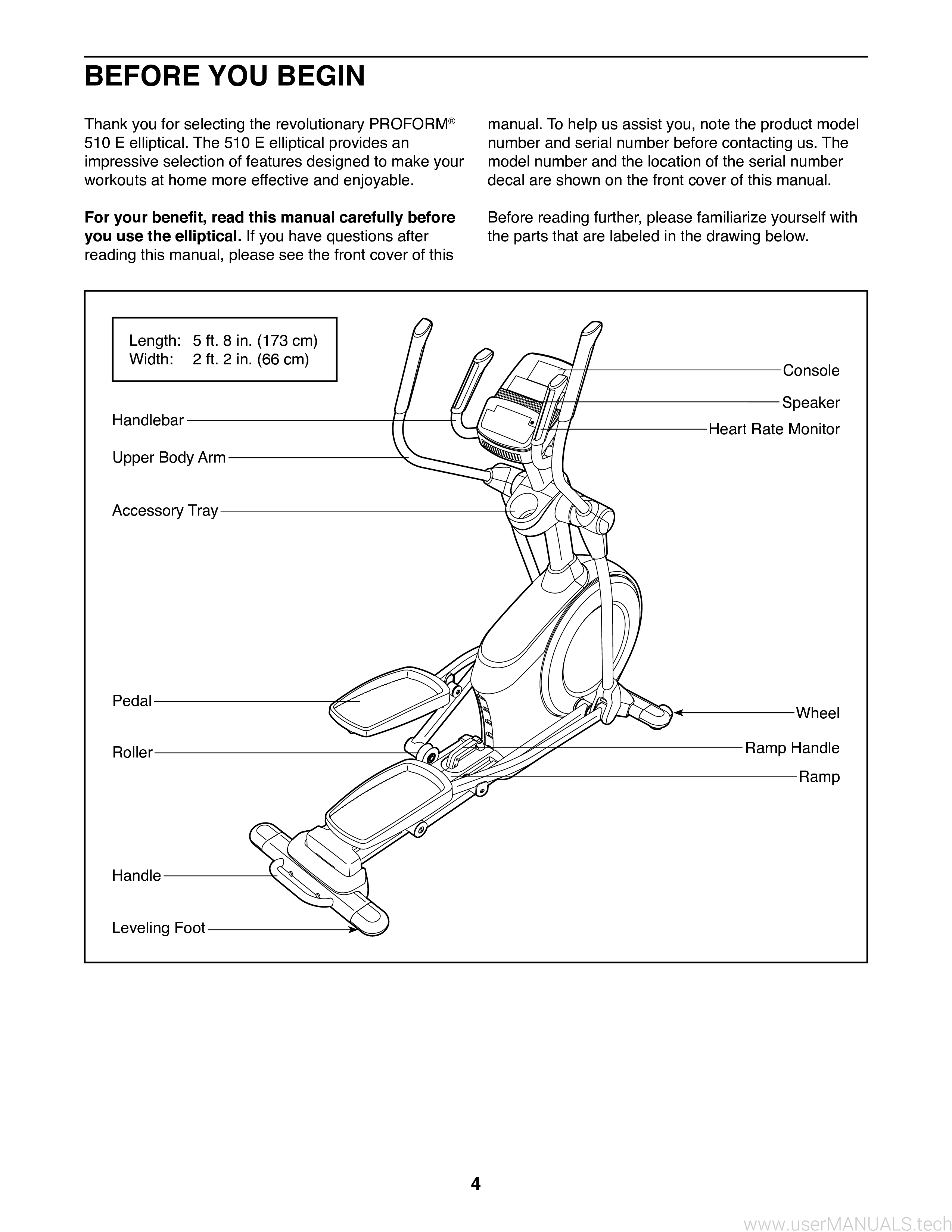 ProForm 510 E Manual