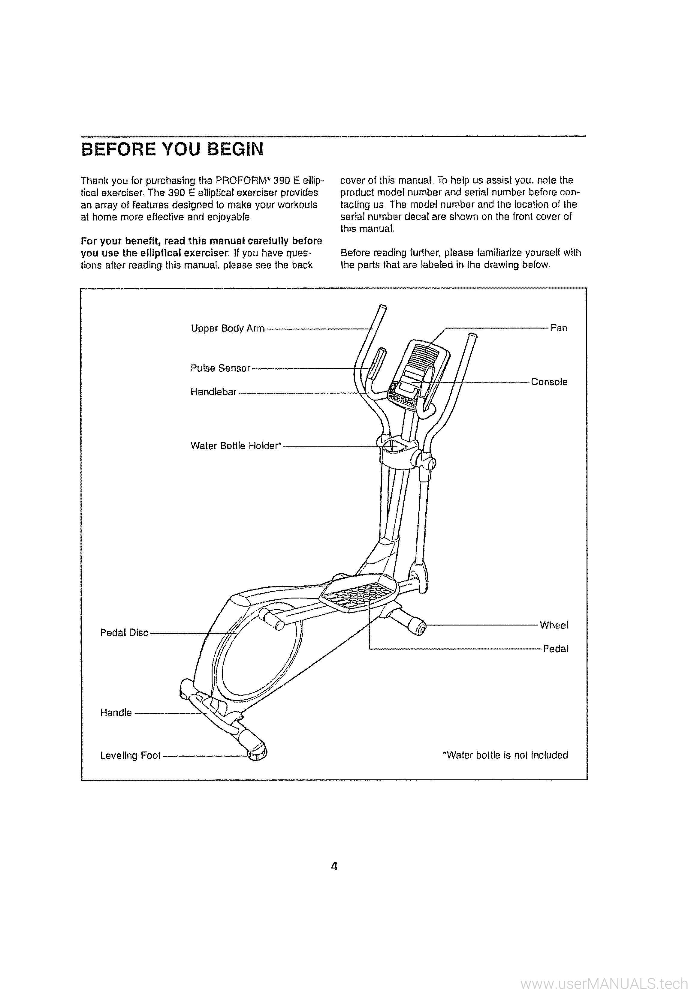 ProForm 390 E Manual