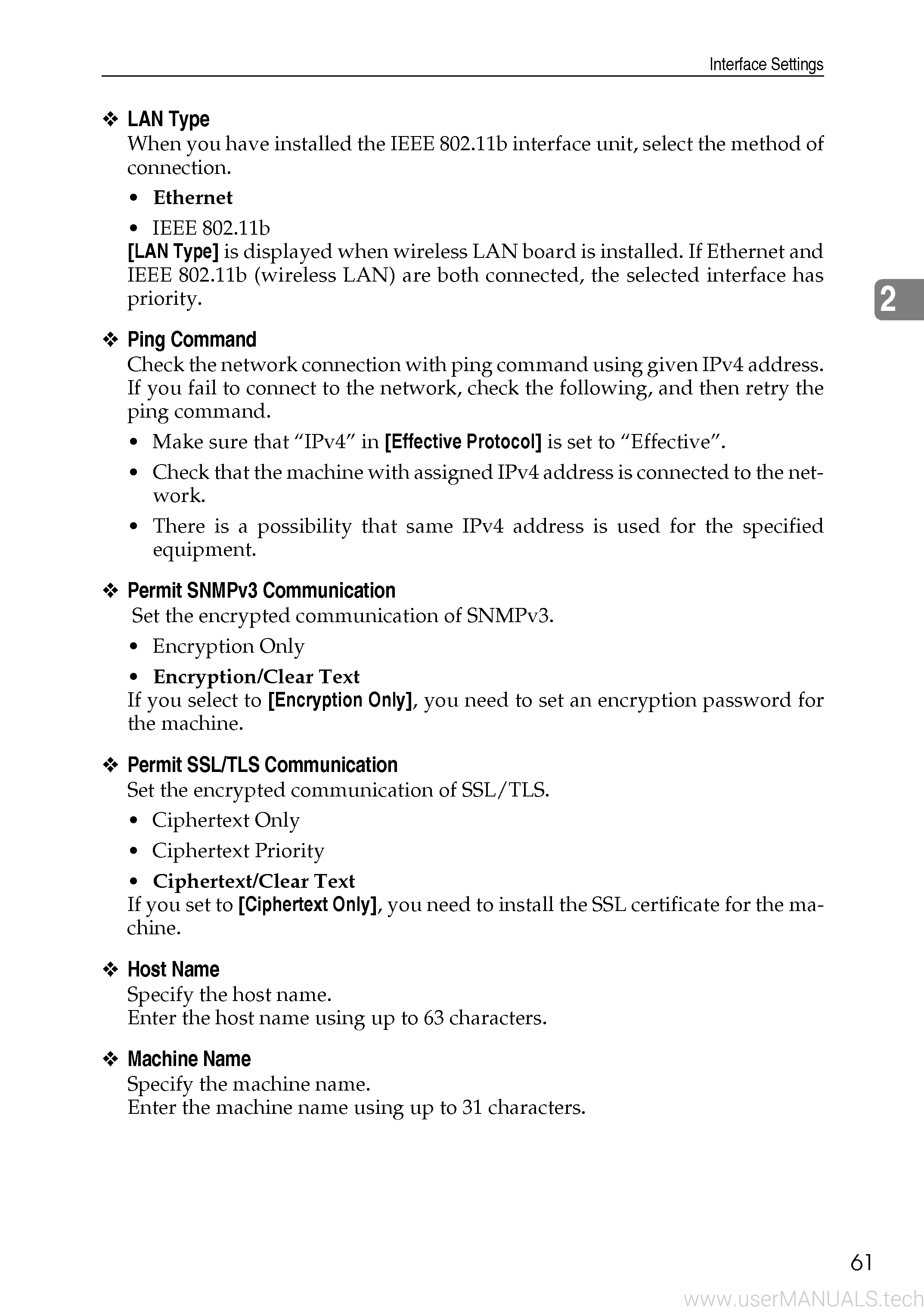 aficio mp c2500 ping command