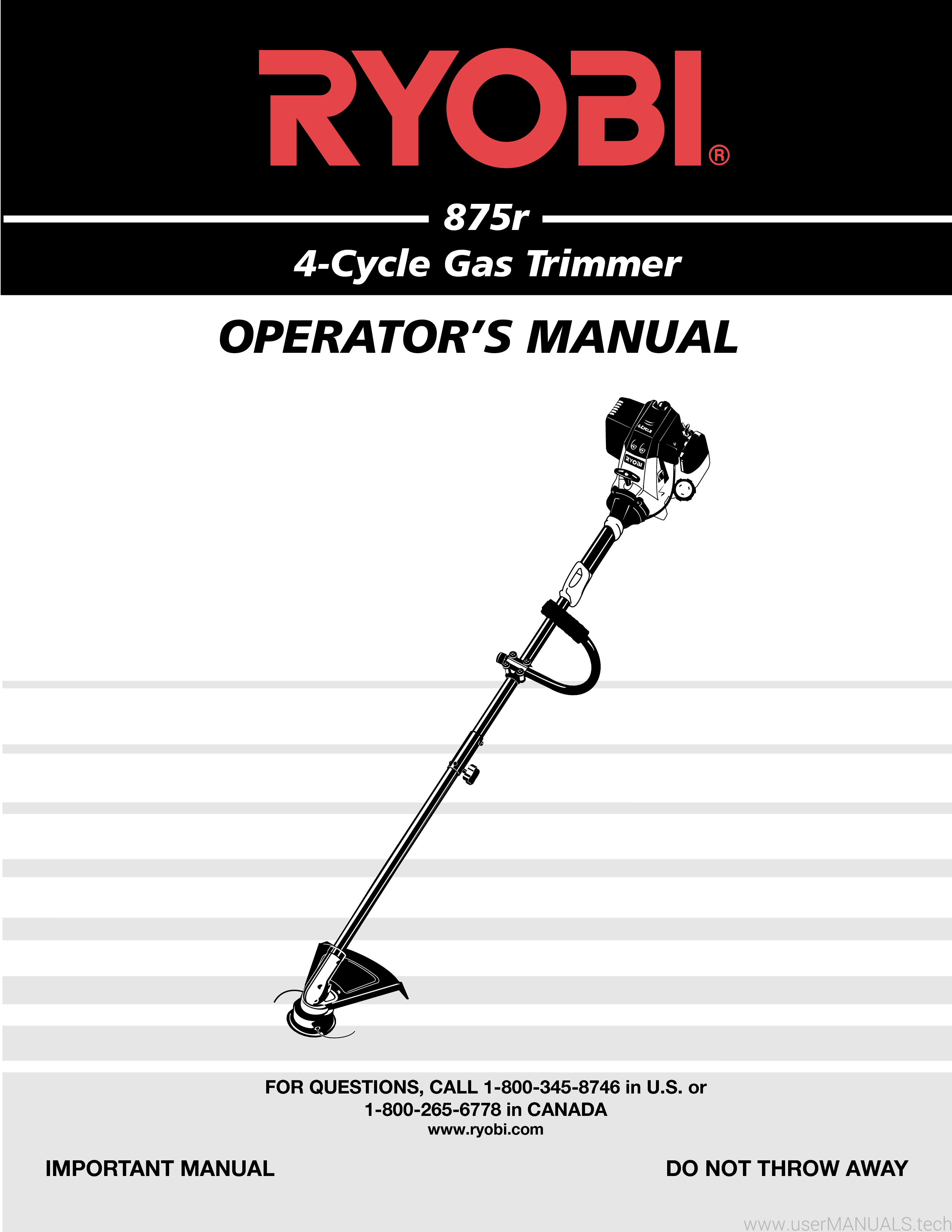 Ryobi 18v String Trimmer Manual