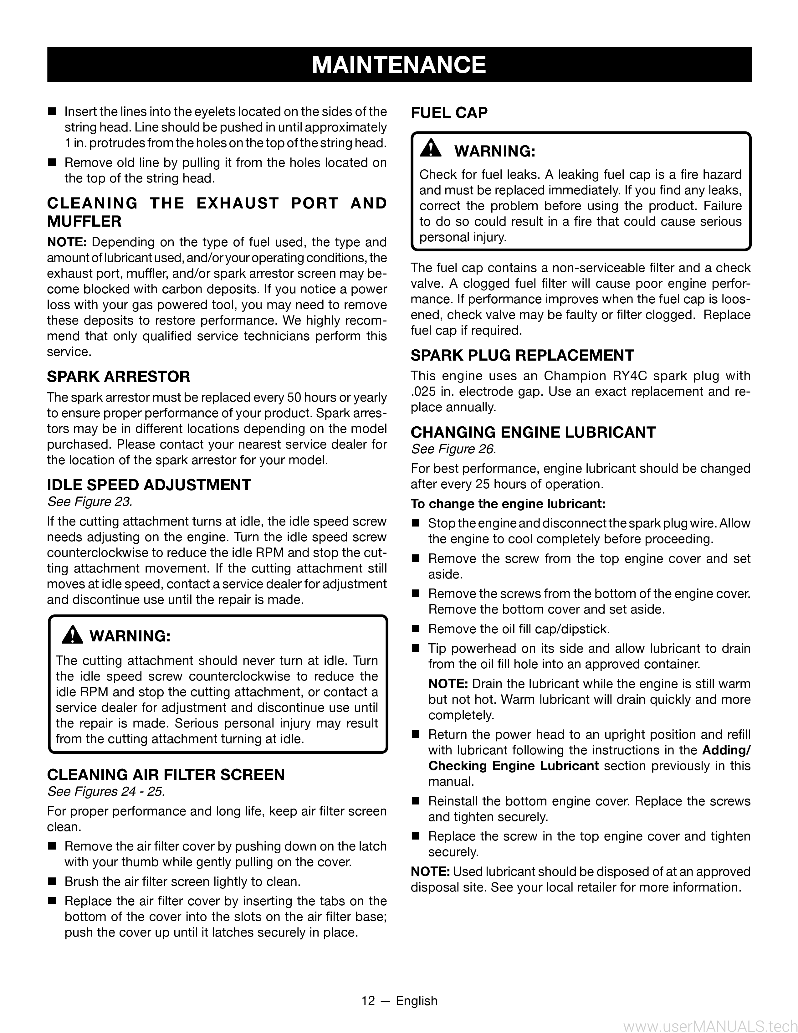 Ryobi 4 Cycle S430 Manual, Page 2