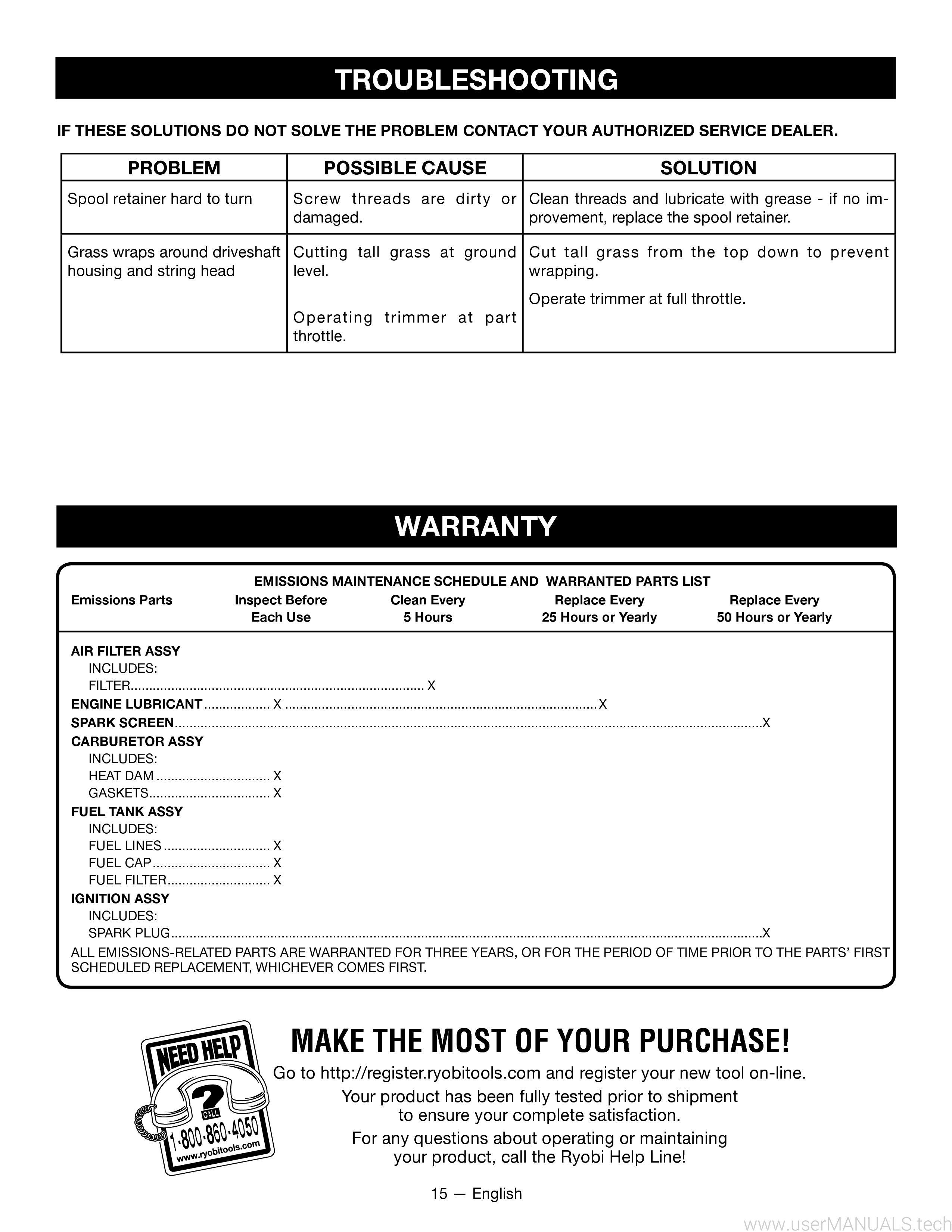 Ryobi 4 Cycle S430 Manual, Page 2