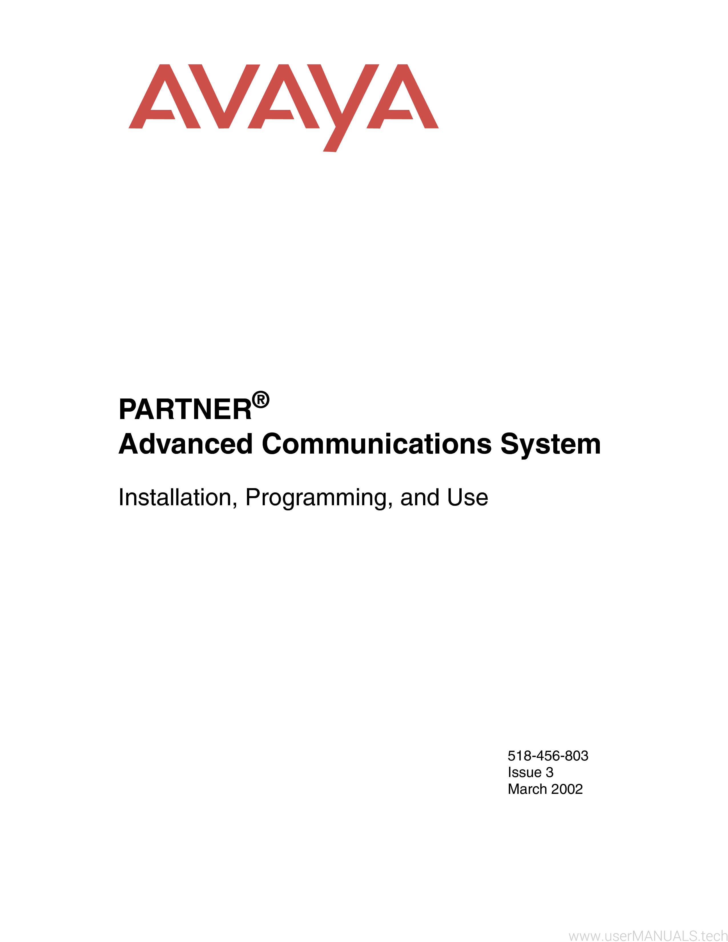 Avaya Partner Advanced Communications System Installation, Programming