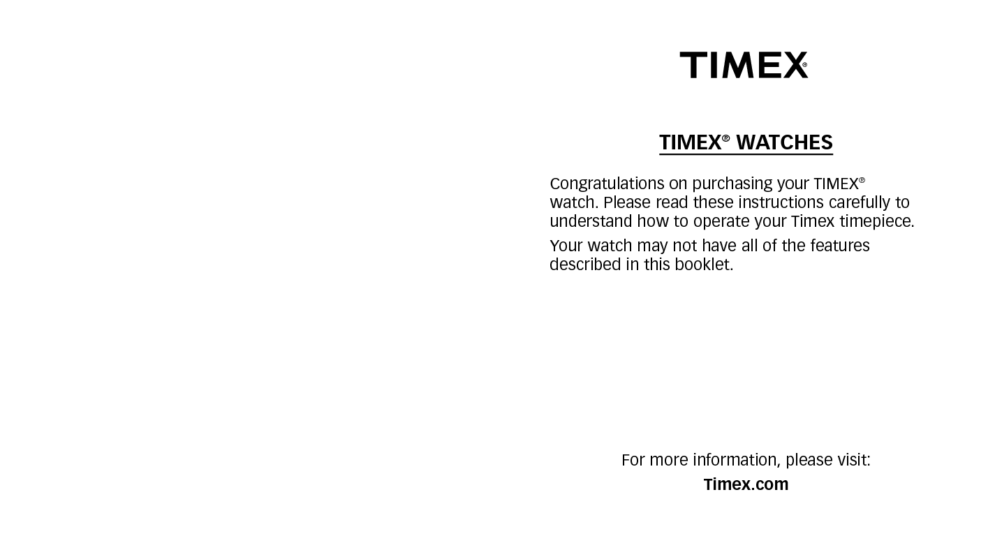 Timex Analog Chronograph User Manual