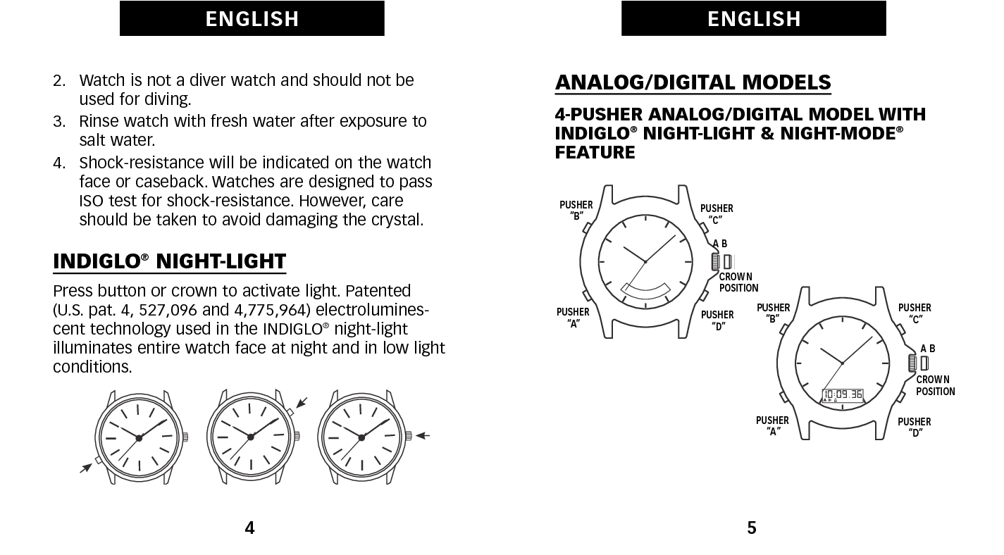 Timex Analog Chronograph User Manual