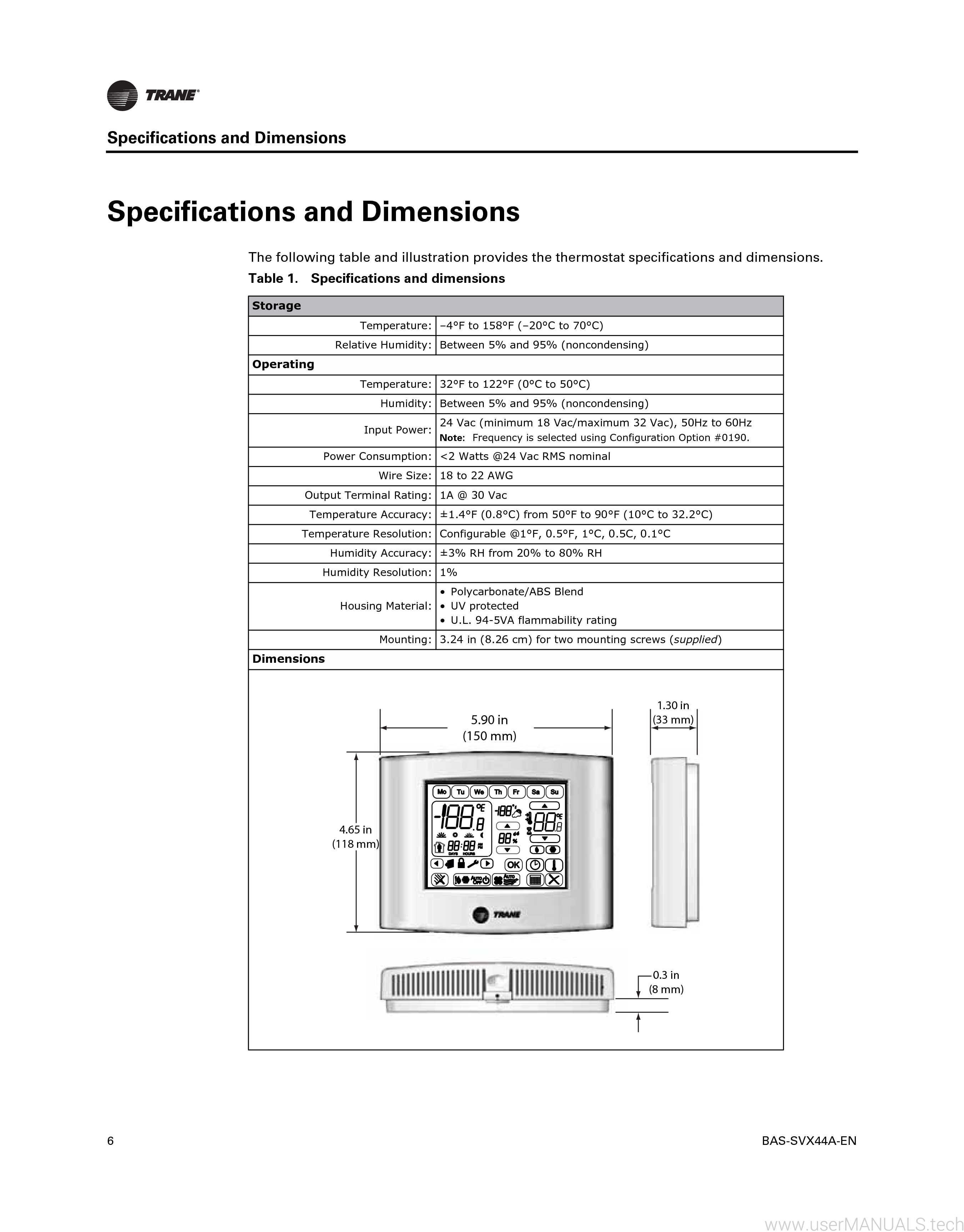 Trane Touchscreen Programmable Thermostat User Manual