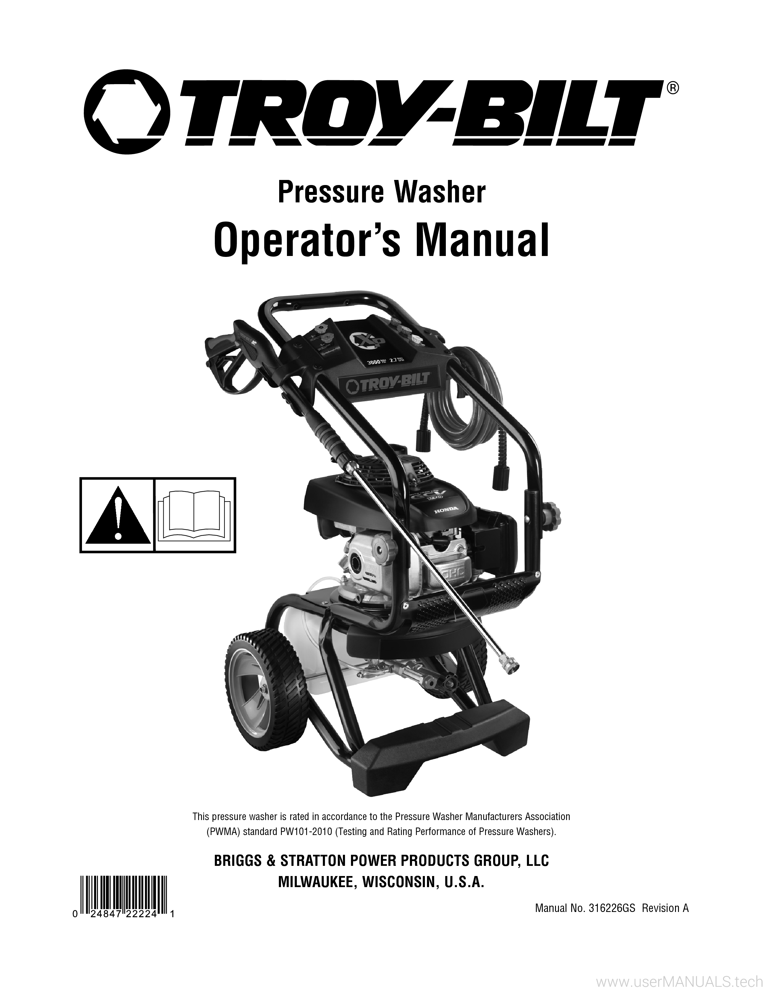 TroyBilt Pressure Washer 3000 Psi 27 Manual