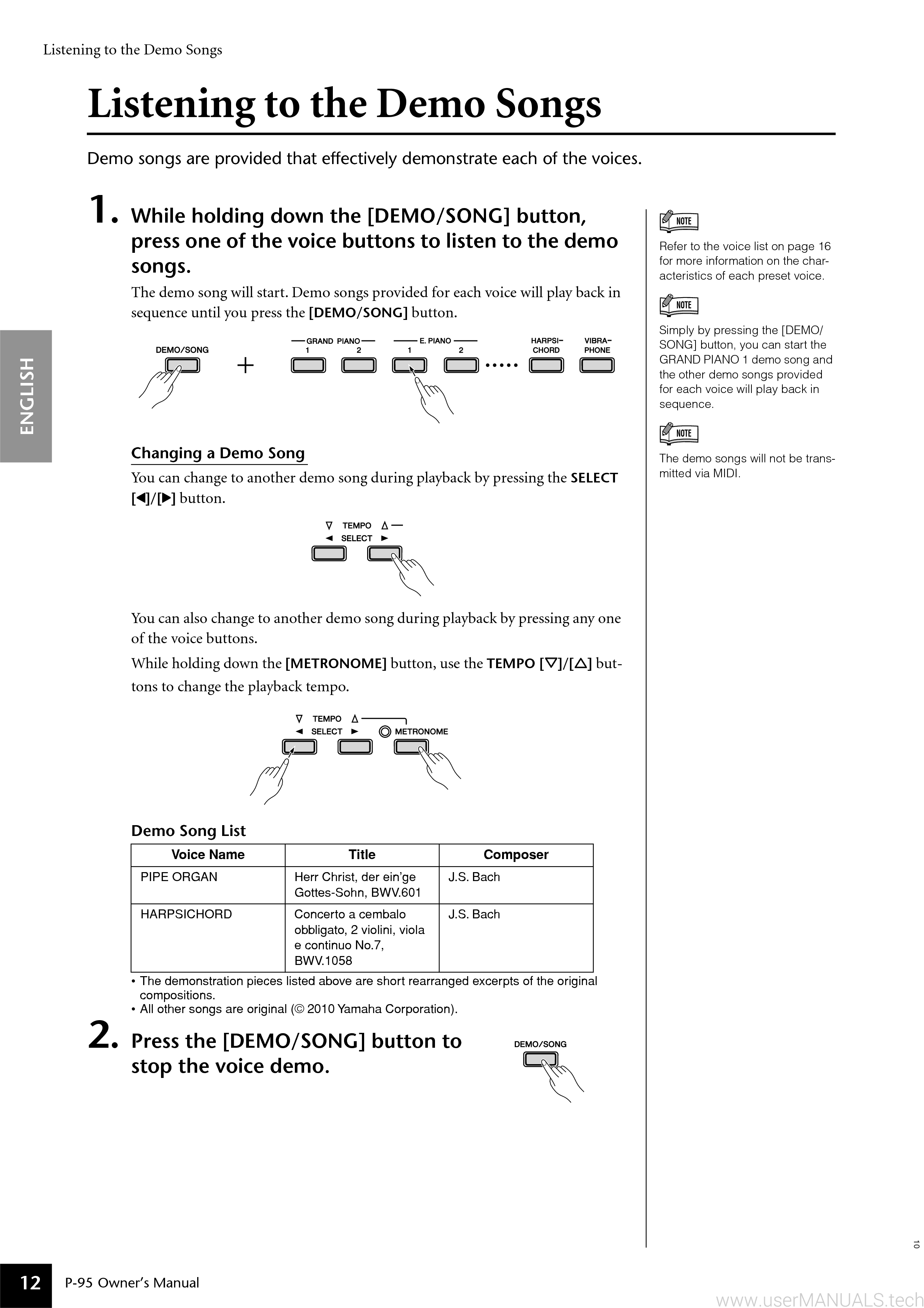 Yamaha P95 Owners Manual, Page: 2