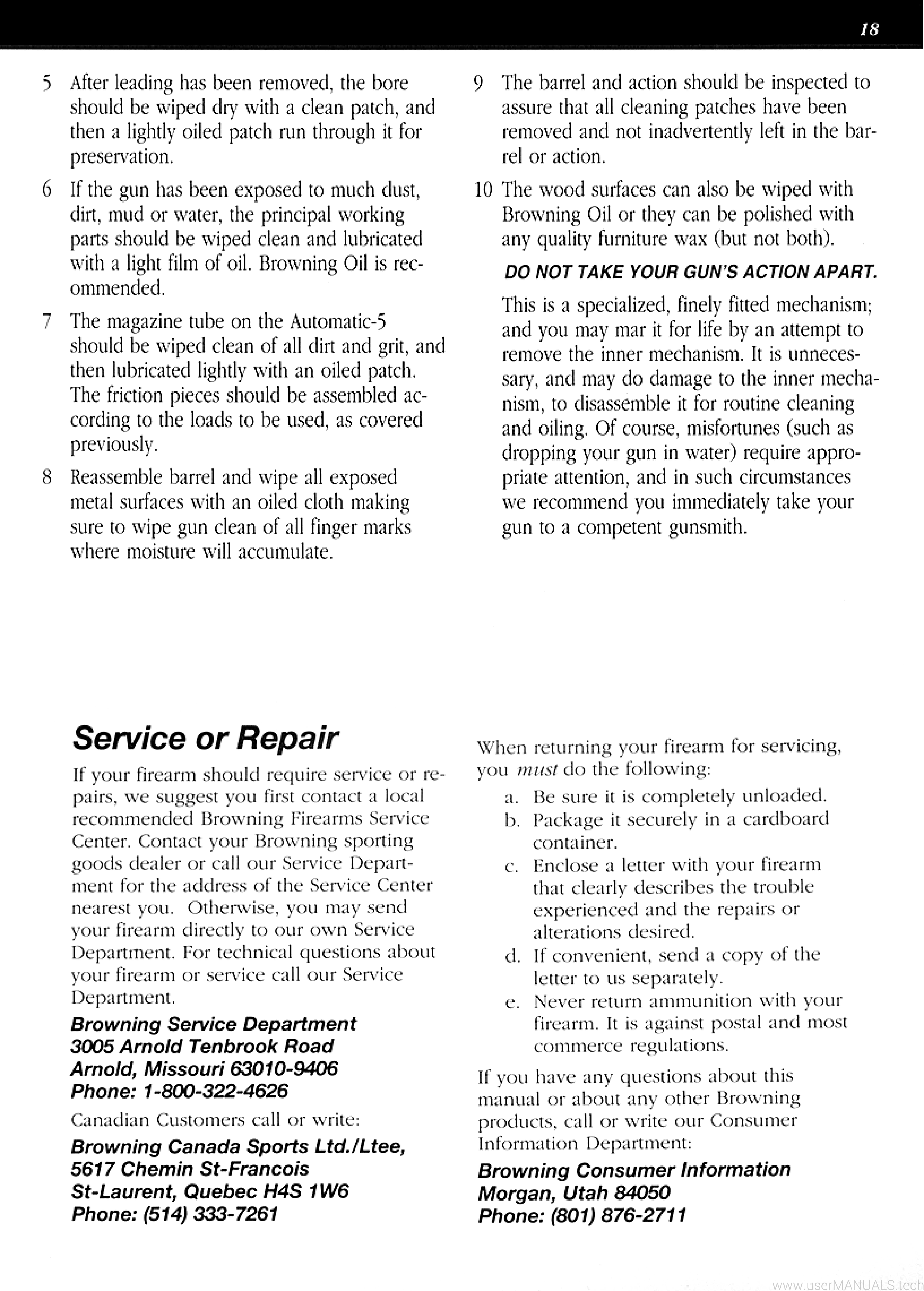Browning Auto- 5 Light 12 And 20 Gauge Owners Manual, Page: 2