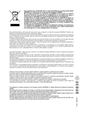 Page 76
13.09 - 43005317 -- >	 88 !-2  /! !,-8!  -

!L !
2002/96EC ! ! ,
 ! ! ,
 !

//!! (WEEE).
  
8 !!0,
 - 
L2, 8! =8  /
 
 8!2
!
 -  
0! - 
=,, !  !8
 -!, 
! /
 ! 
,8 !2  !!,,, !	
 
 !

//
.
 /! 
  
L2 -/=,J  2 2 !-2  
L2  8! 
> !
8
8 ! >! -8/> !2

//!....