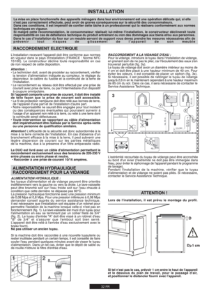 Page 32[9\;
Dans le cas d’installation du four sur un meuble servant de support vous devez prendre les mesures nécessaires afin de 
prévenir tout risques de glissement de l’appareil de son meuble 